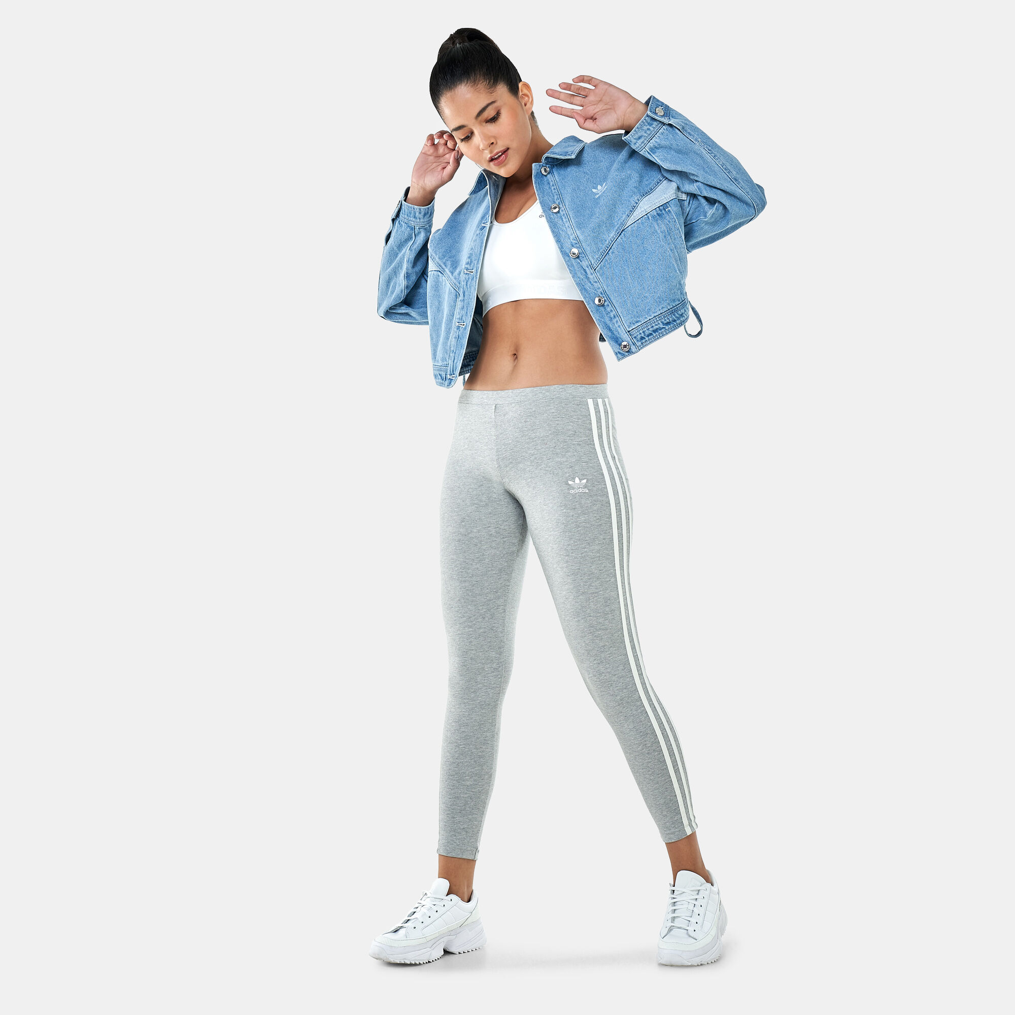 Adidas leggings with top denim jacket