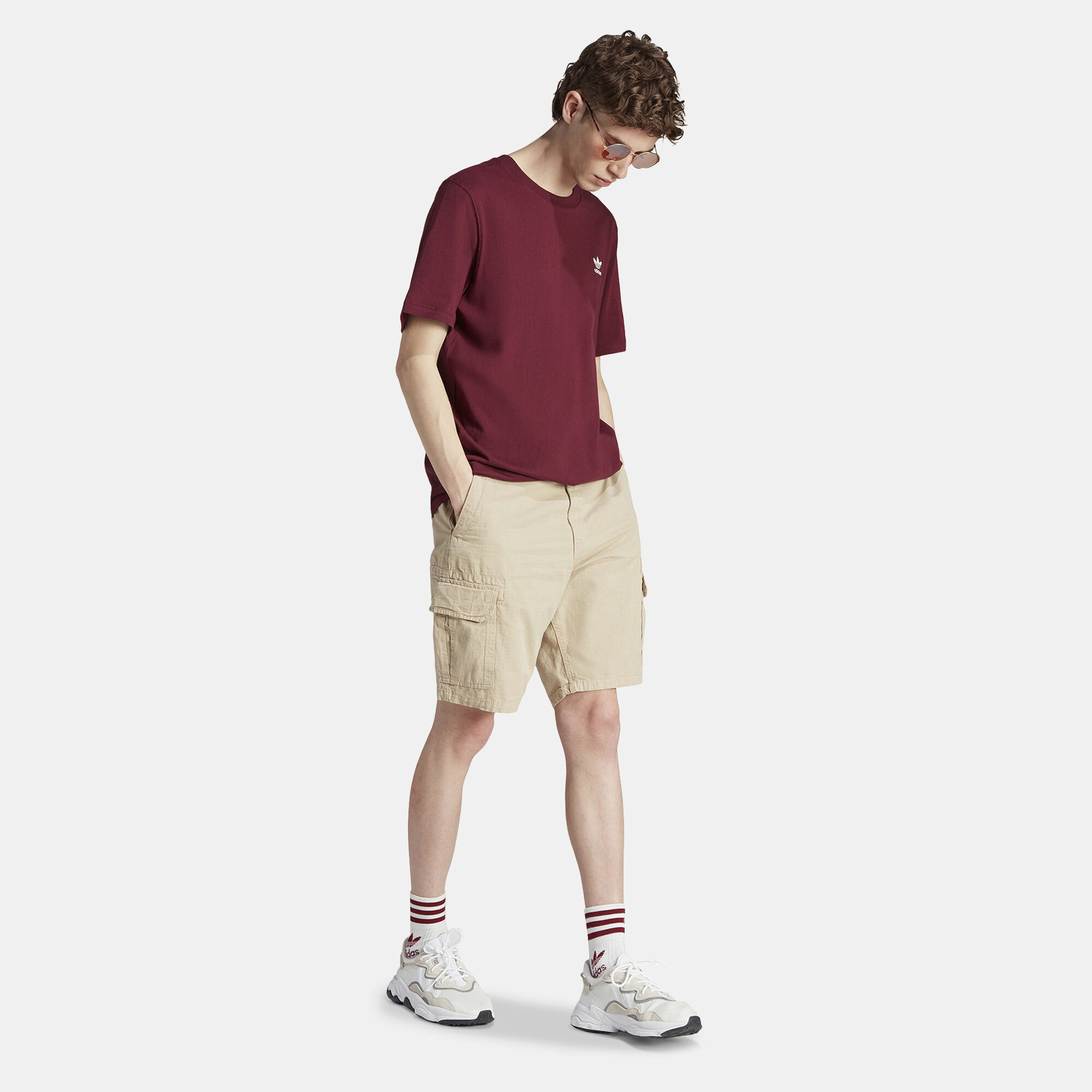 Adidas trefoil tee maroon cheap
