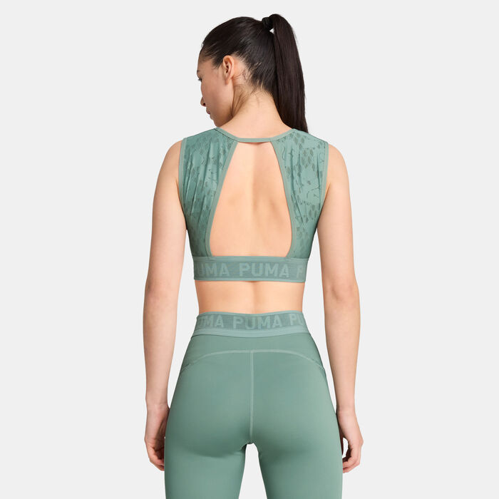 PUMA Women's MOVE Lace Low-Support Sports Bra Green image number 1