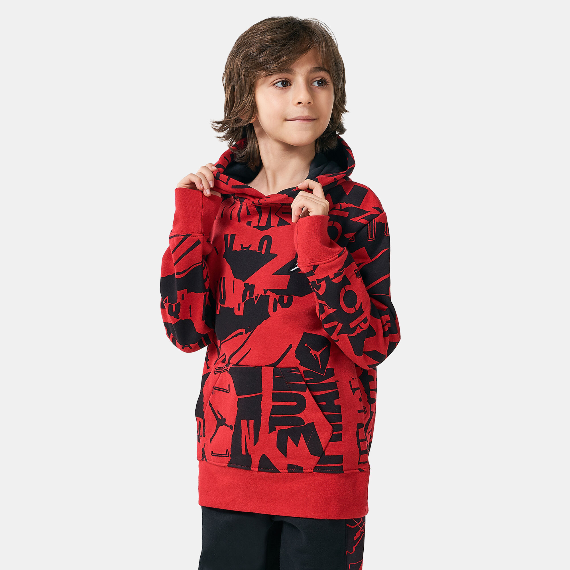 Red nike hoodie with nike signs all over on sale