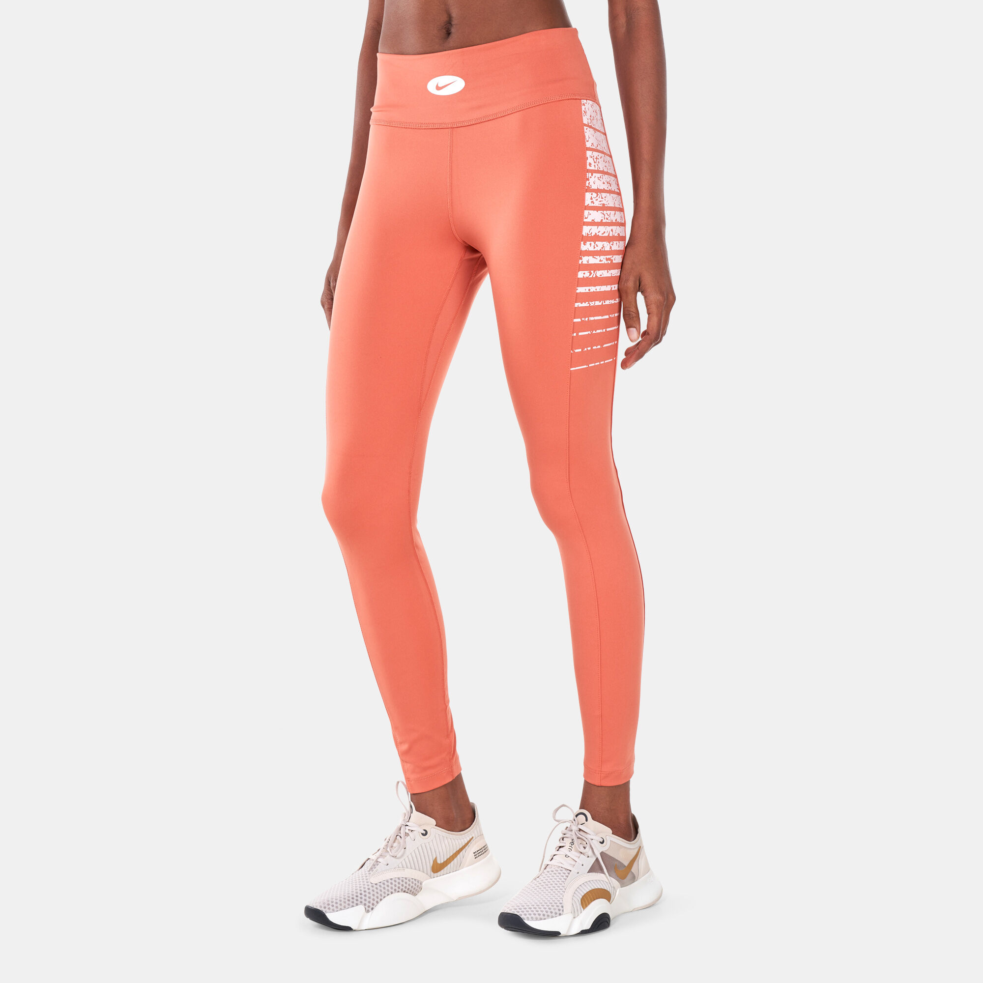 Women s One Dri FIT MR IC Colourblocked Leggings Peach Nike in Kuwait SSS