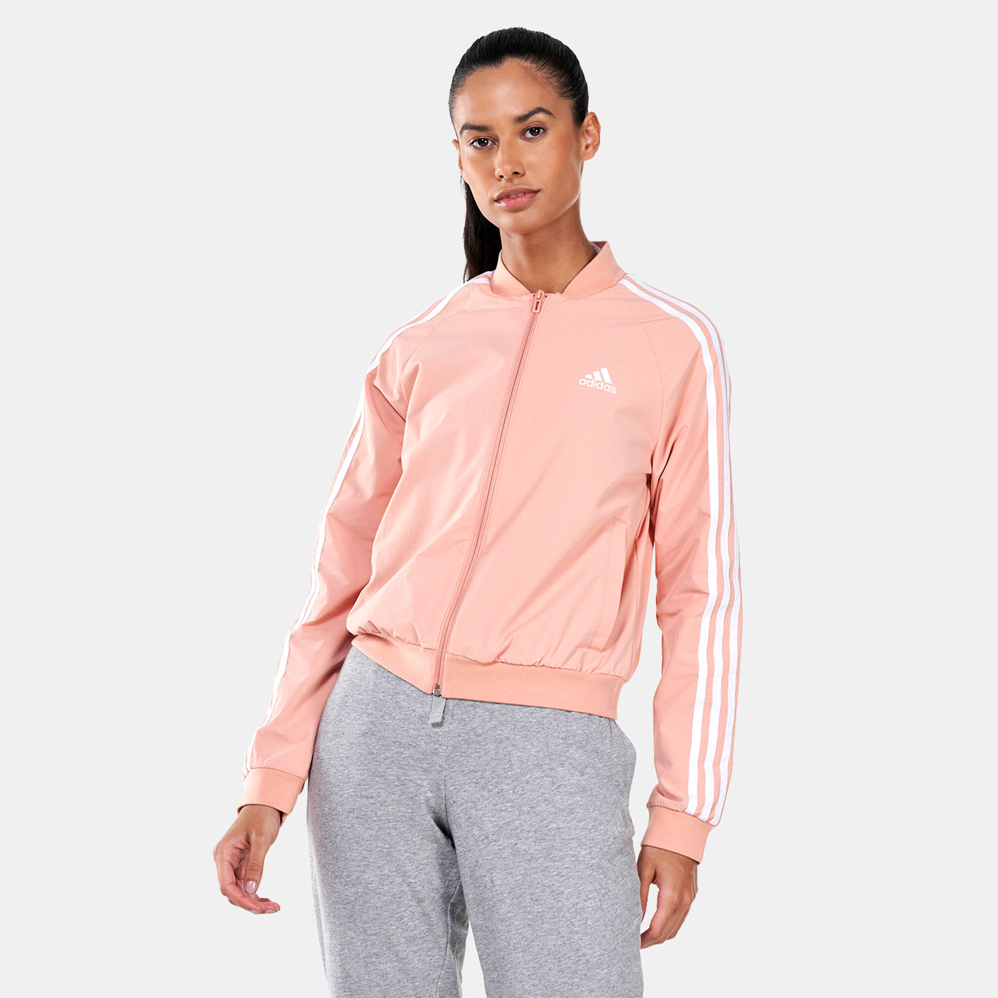 Pink adidas track jacket women's best sale