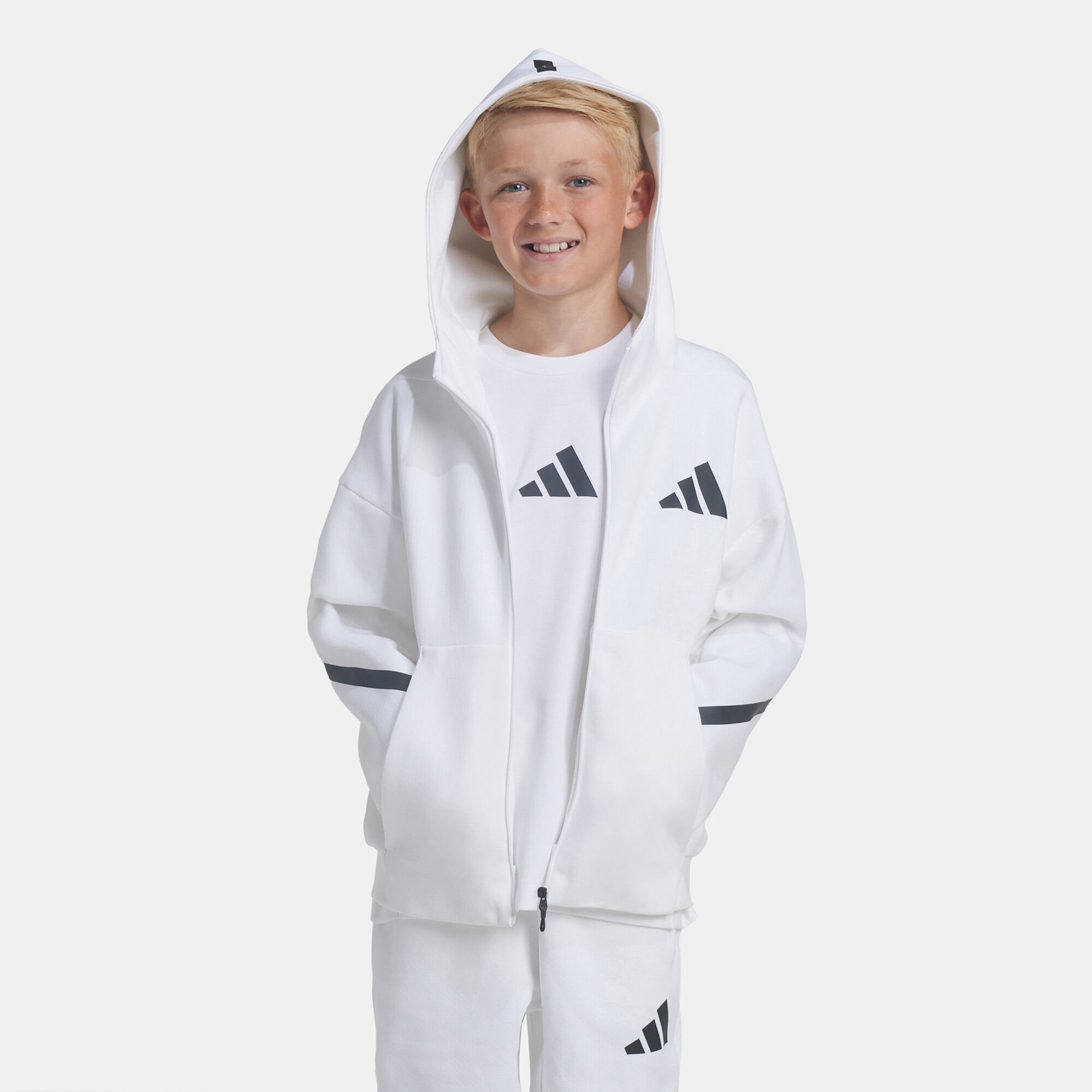 White adidas hoodie kids cheap