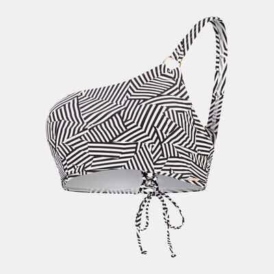 Speedo Women's Shaping Printed Asymmetric Swimming Top Black