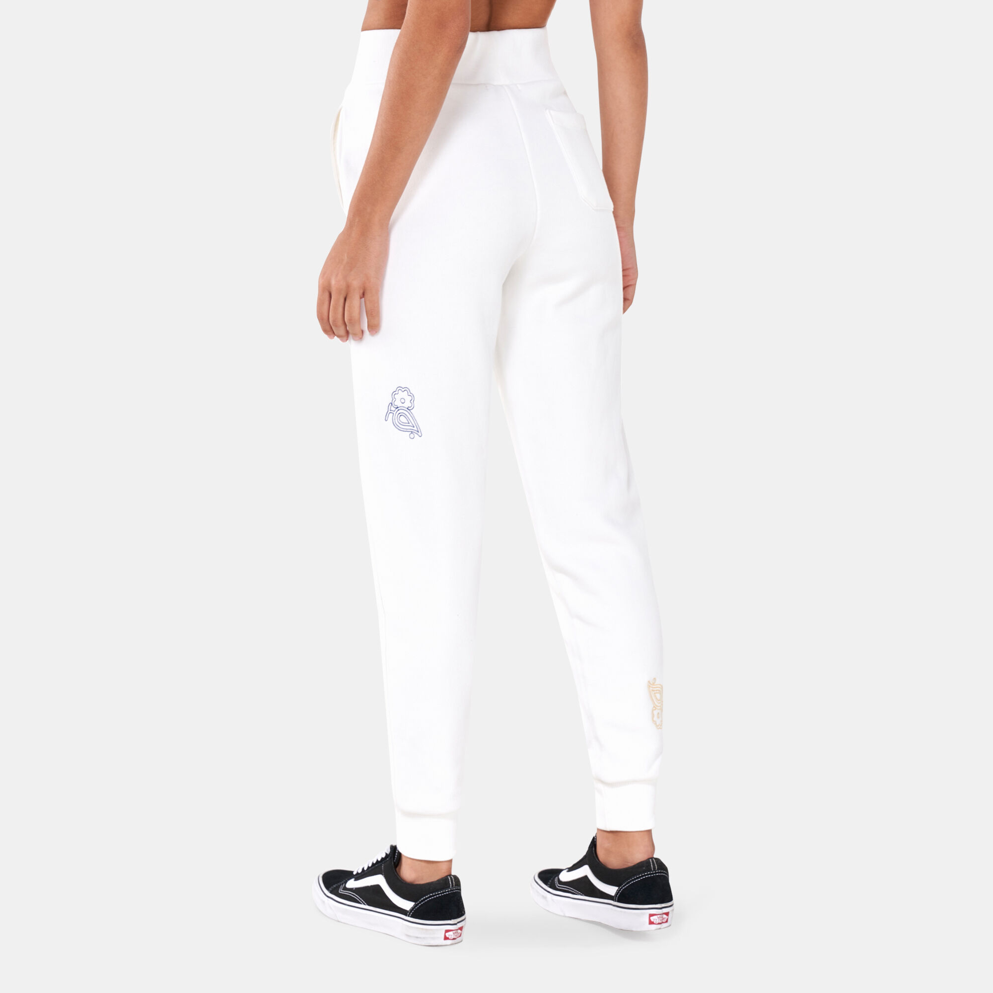 White vans with joggers discount