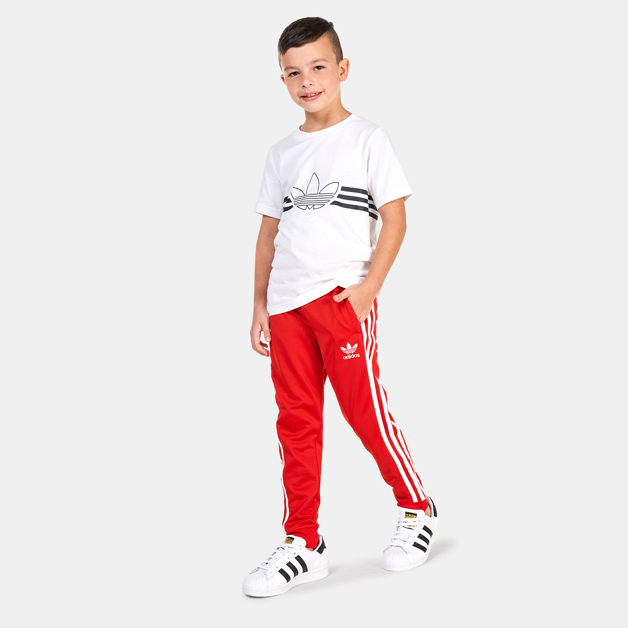 Adidas red jogger pants top