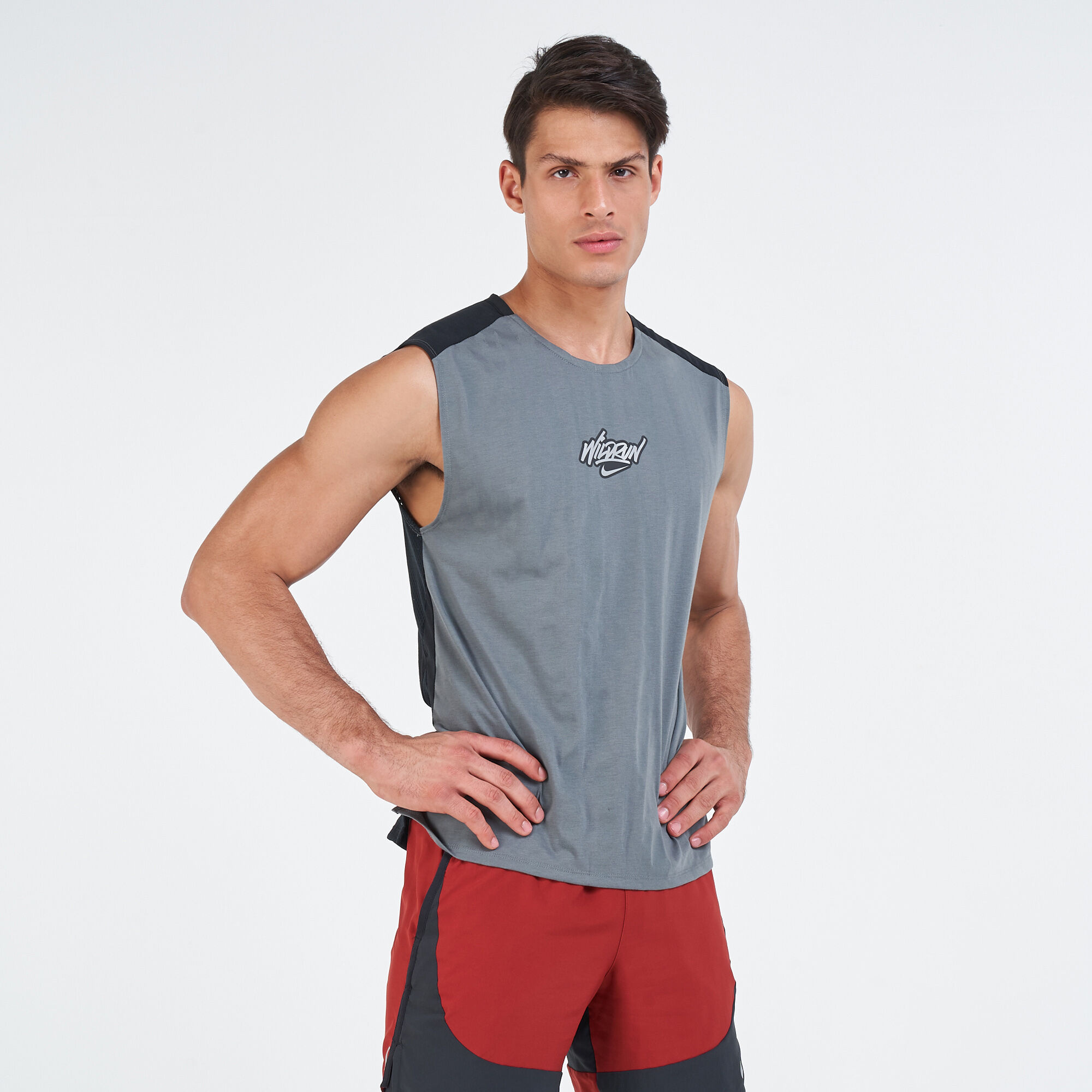 Men s Rise 365 Wild Run Tank Top Grey Nike in Kuwait SSS