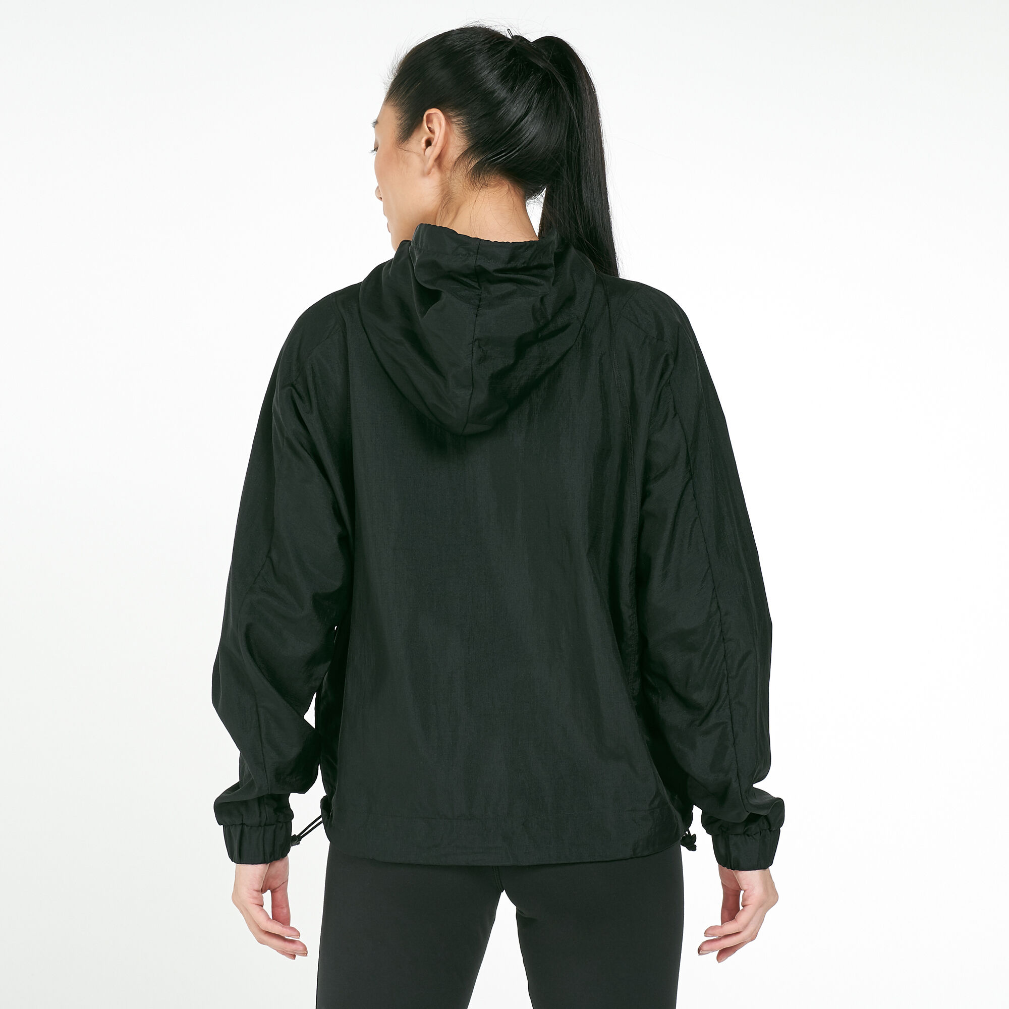 Plain black windbreaker womens top