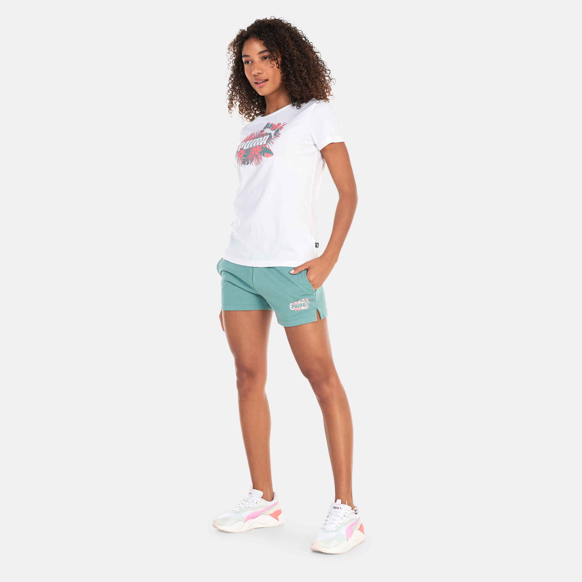 Women s Essentials FLOWER POWER 4 Inch Shorts