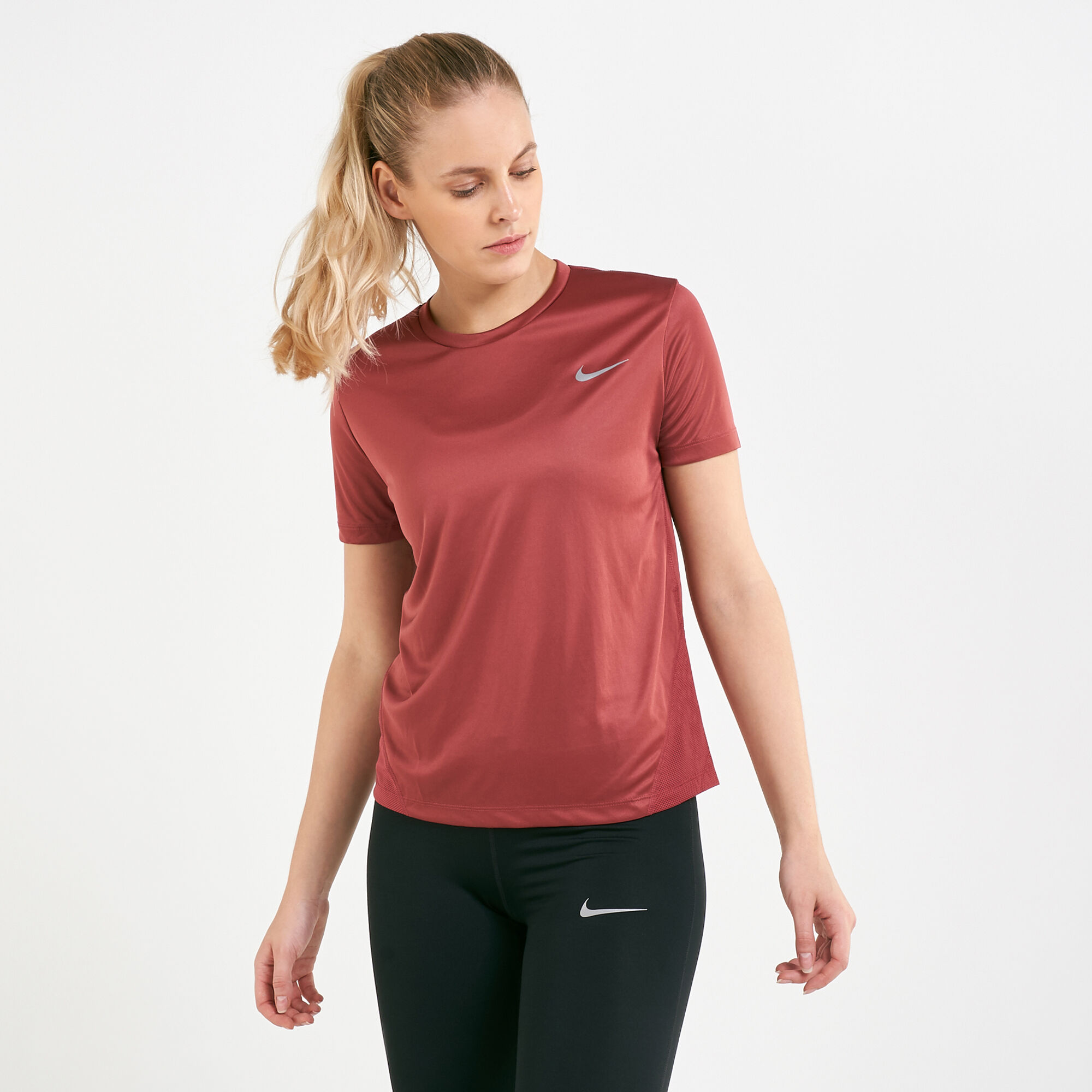Buy Nike Women s Miler Running T Shirt Red in Kuwait SSS