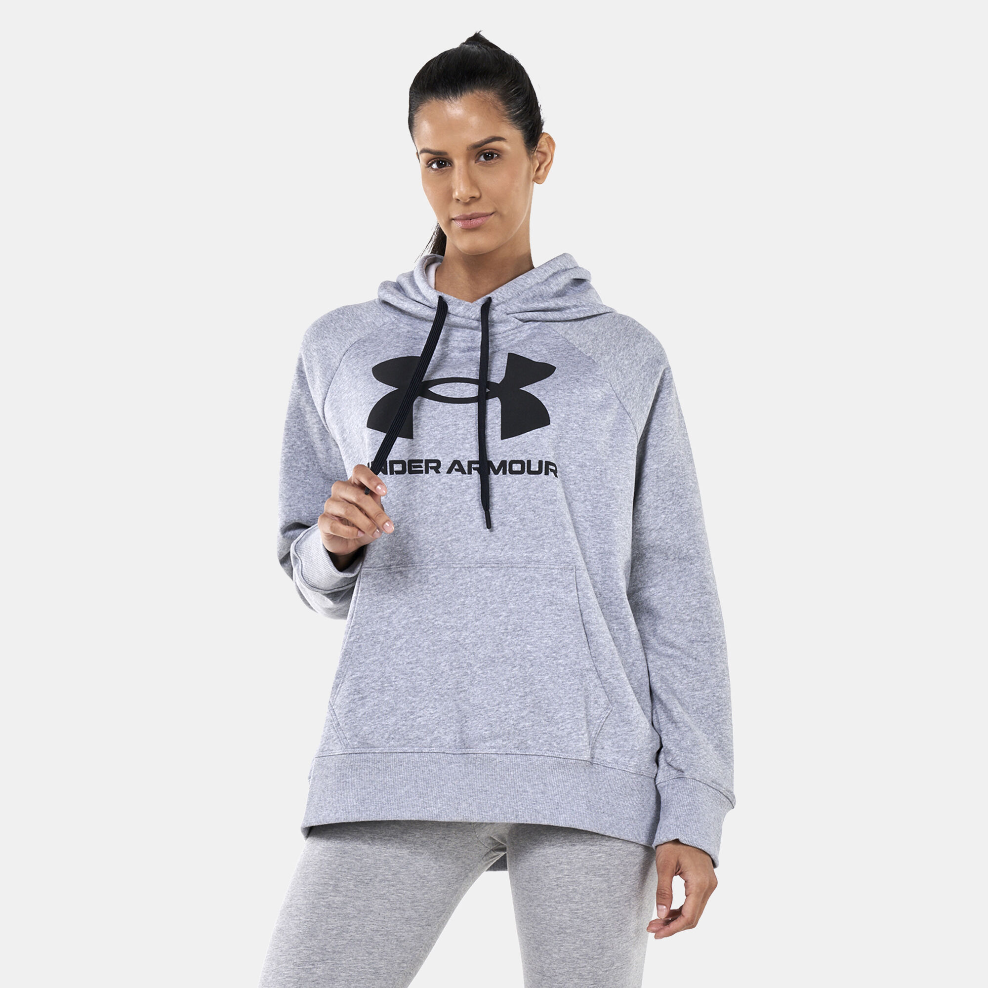 Women s UA Rival Fleece Logo Hoodie Grey Under Armour in Kuwait SSS