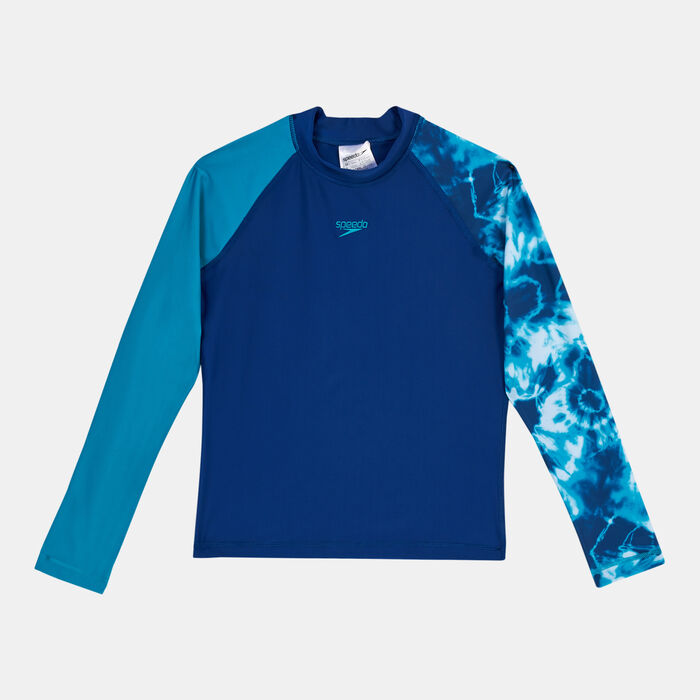 Speedo Kids' Printed Long Sleeve Rashguard Blue image number 0
