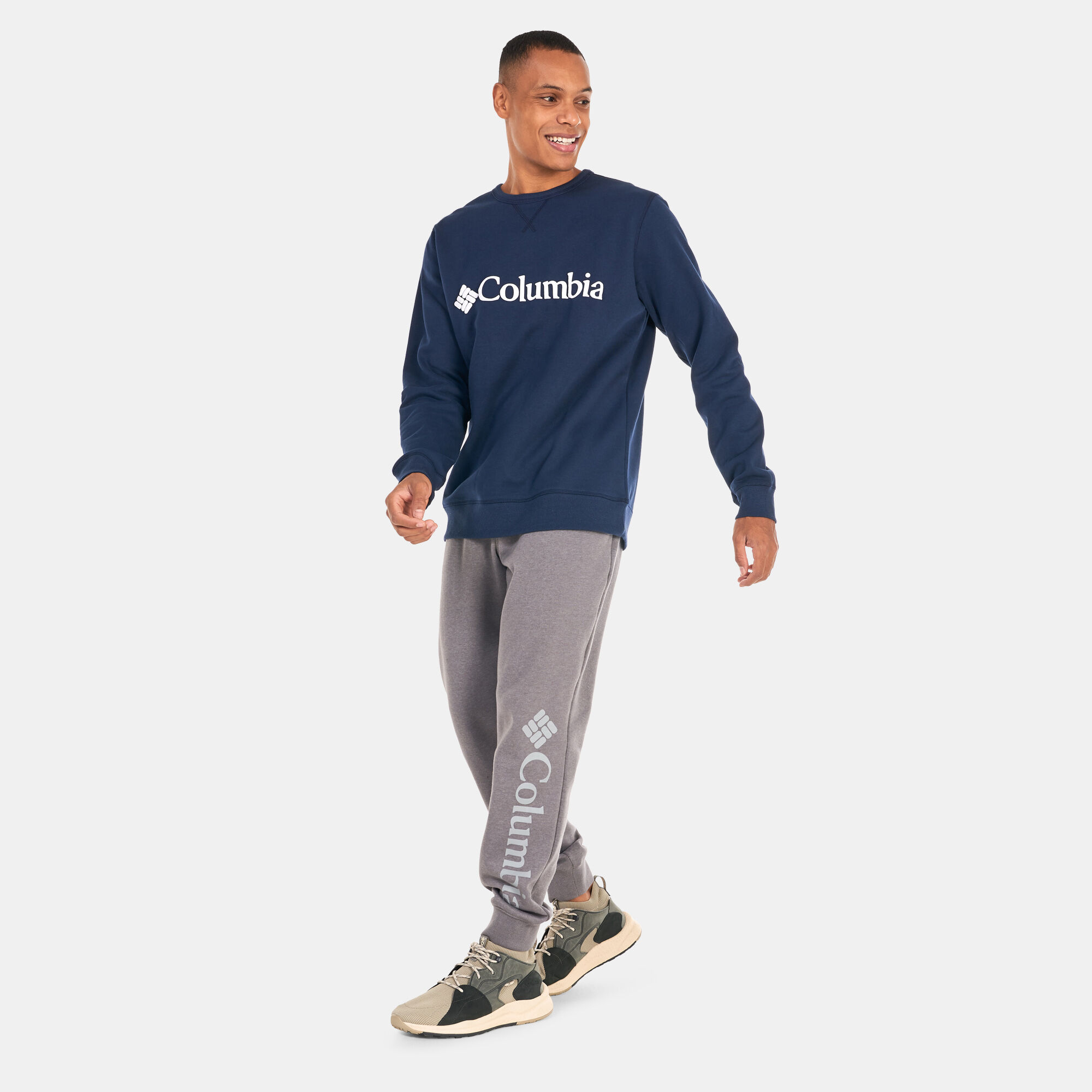 Men s Columbia Logo Fleece Crew Sweatshirt Blue Columbia in Kuwait SSS