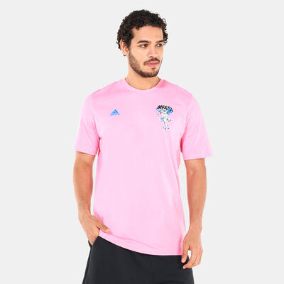 adidas Men's Messi Football Icon Graphic T-Shirt Pink