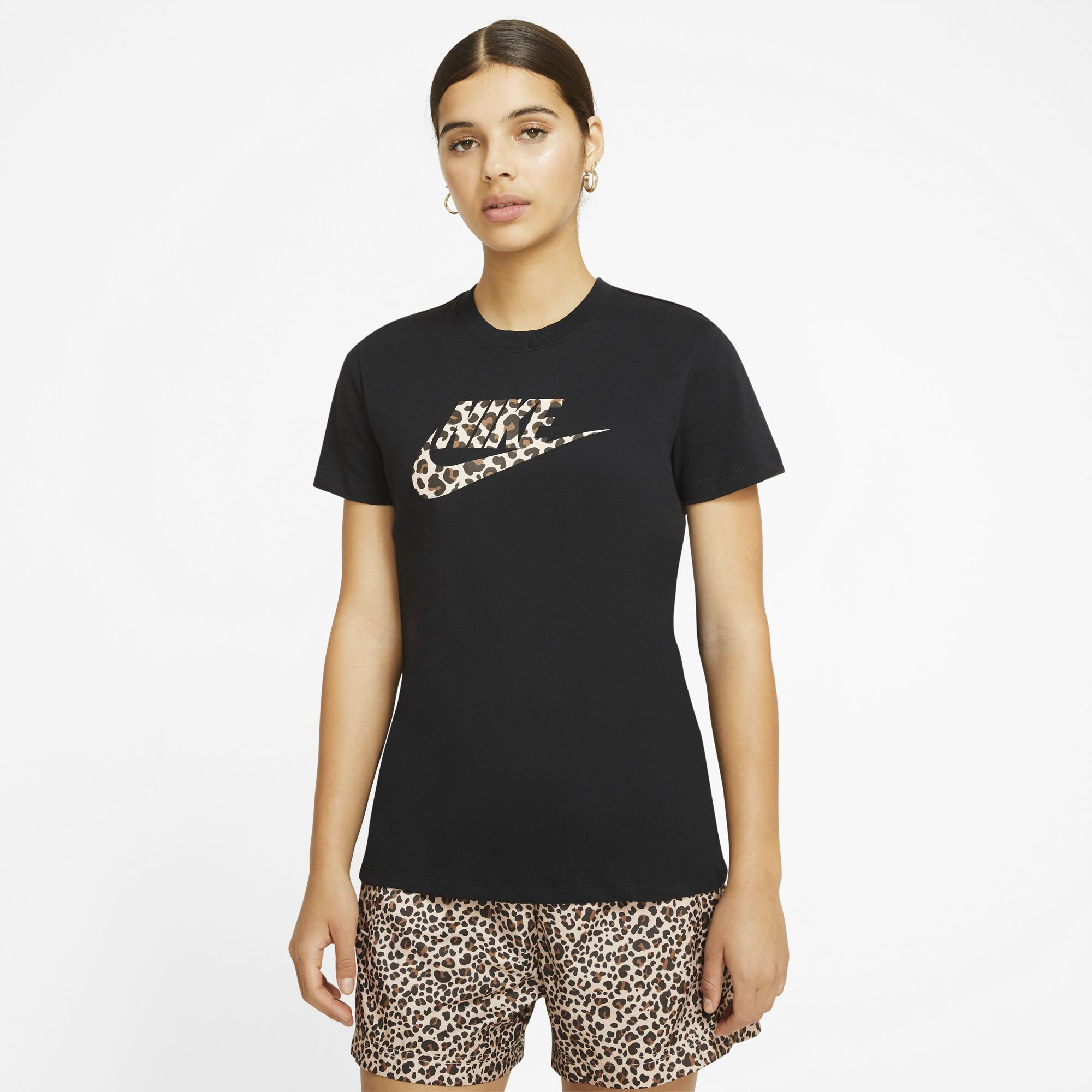 Nike women's red animal print crew tee sale