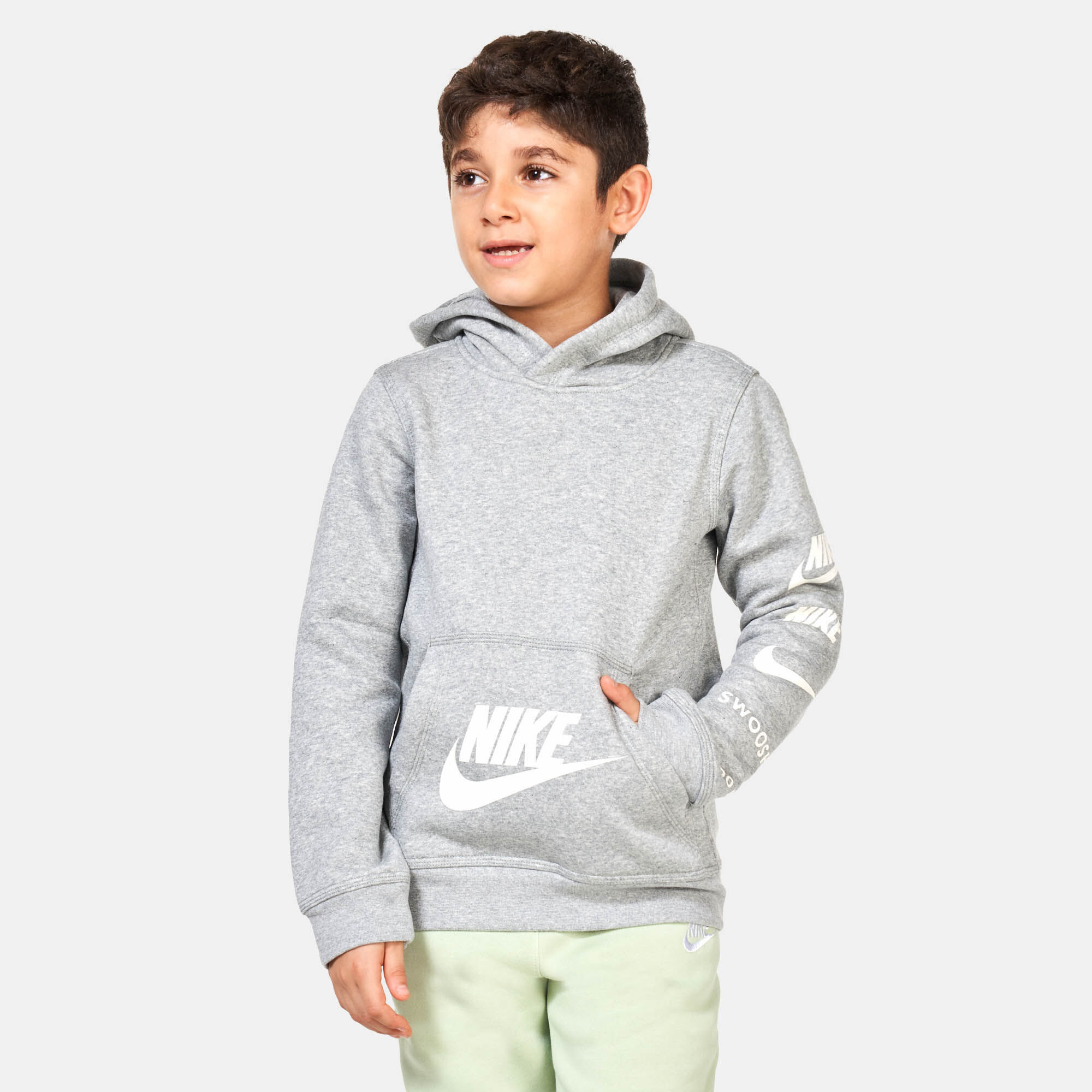 Kids Sportswear Standard Issue Fleece Hoodie Older Kids Grey Nike in Kuwait SSS