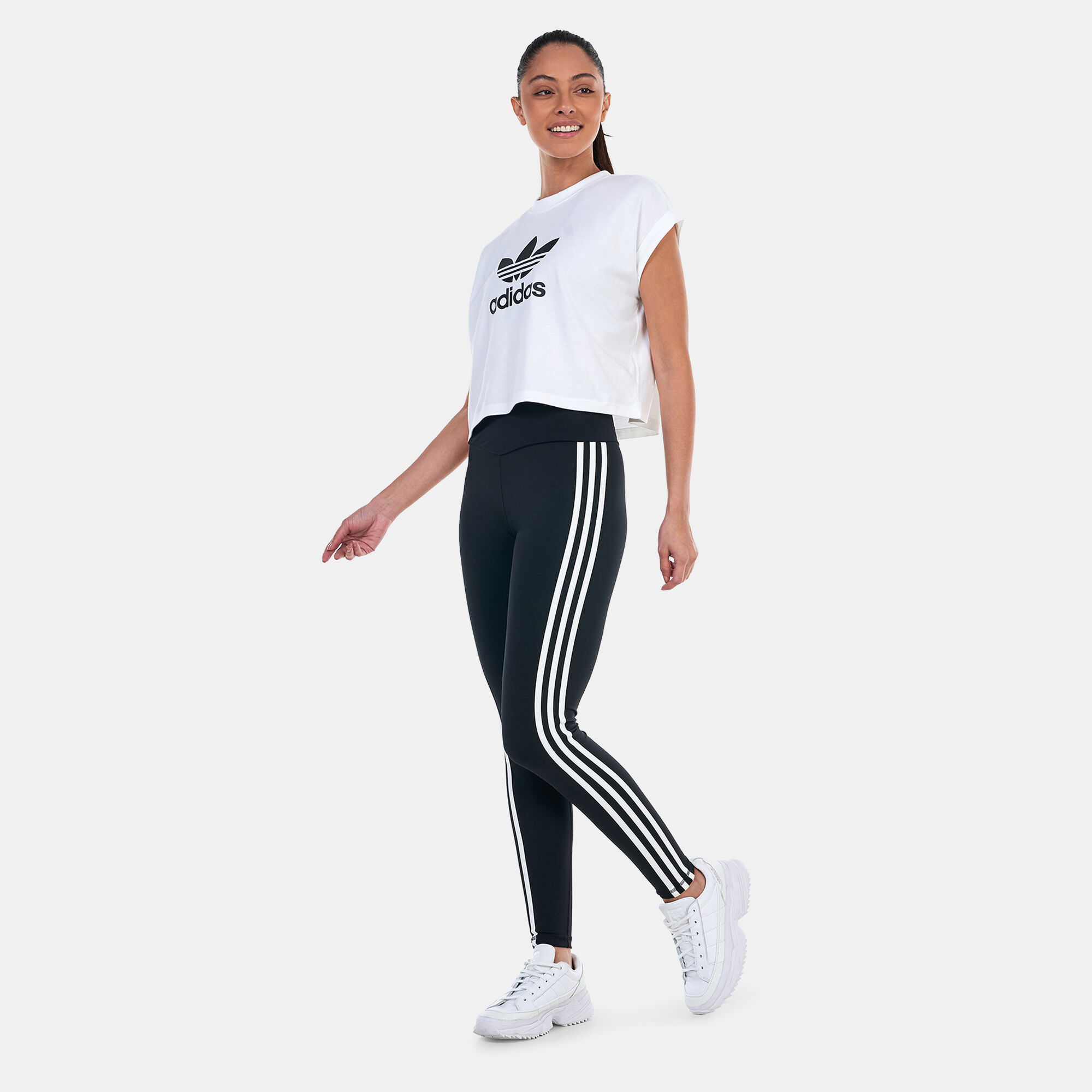 Womens adidas 3 stripe leggings clearance
