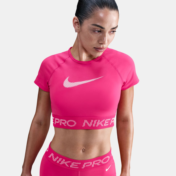 Nike Women's Pro Dri-FIT Crop Top Pink image number 3