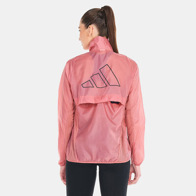 adidas Women's Run Icons Running Windbreaker Jacket Red