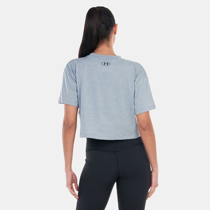 Under Armour Women's UA Collegiate Crest Crop T-Shirt Grey image number 1