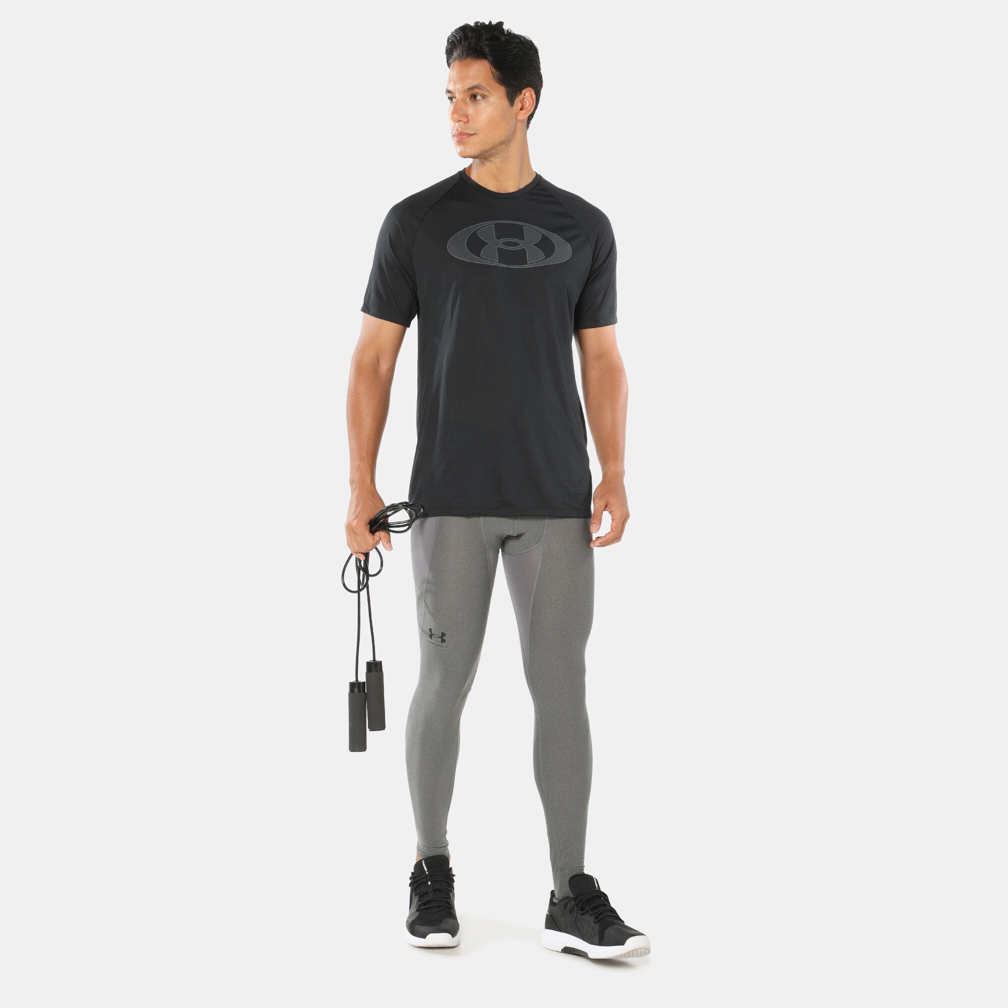 Men s HeatGear Armour Tights Grey Under Armour in Kuwait SSS