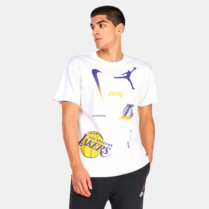 Men's Jordan Brand White Los Angeles Lakers Courtside Statement Edition Max90 T-Shirt Size: Medium