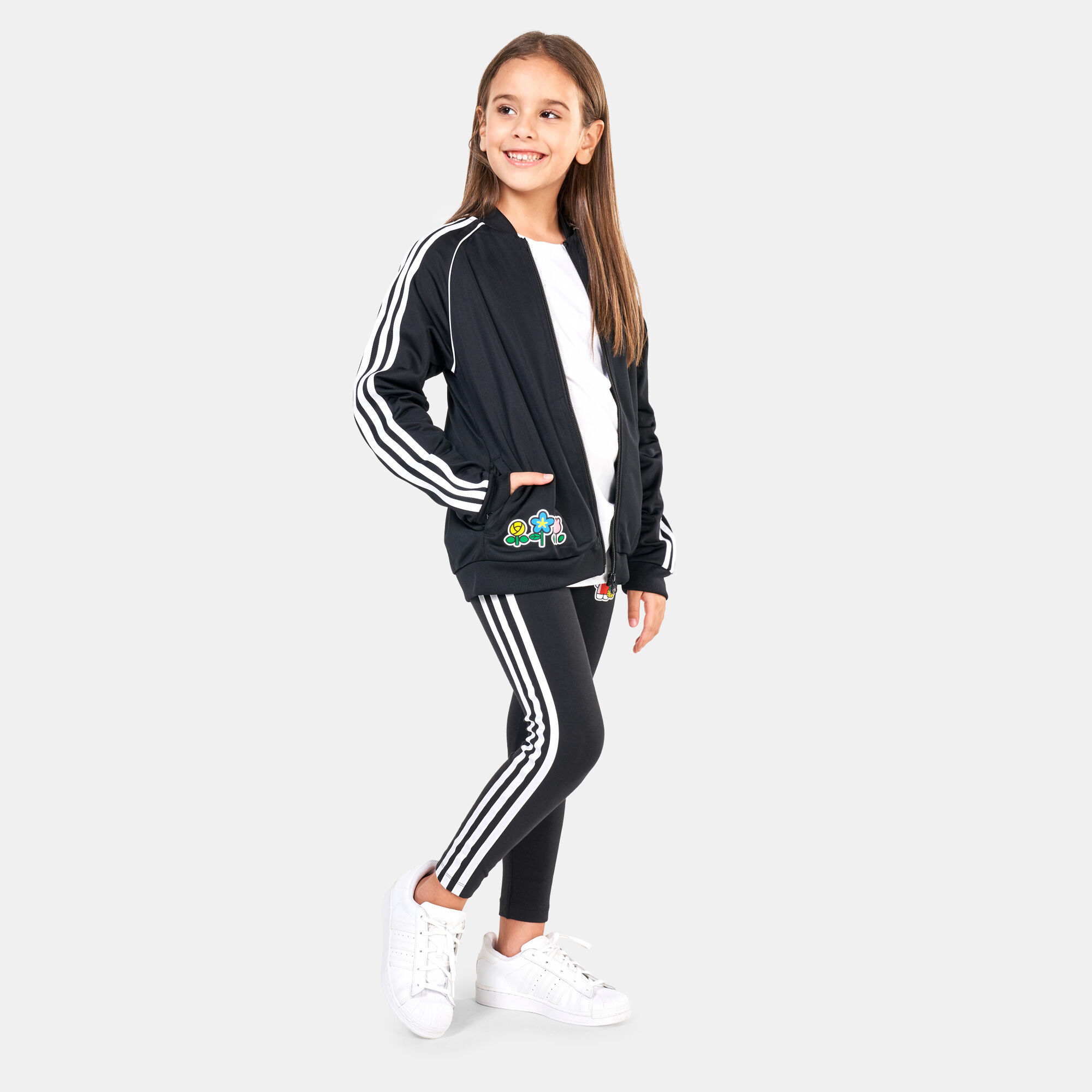 Girls adidas tracksuit jacket sales
