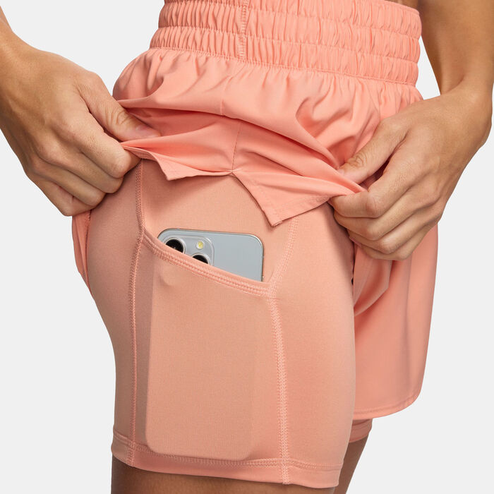 Nike Women's Dri-FIT One High-Waisted 2-in-1 Shorts Peach image number 3
