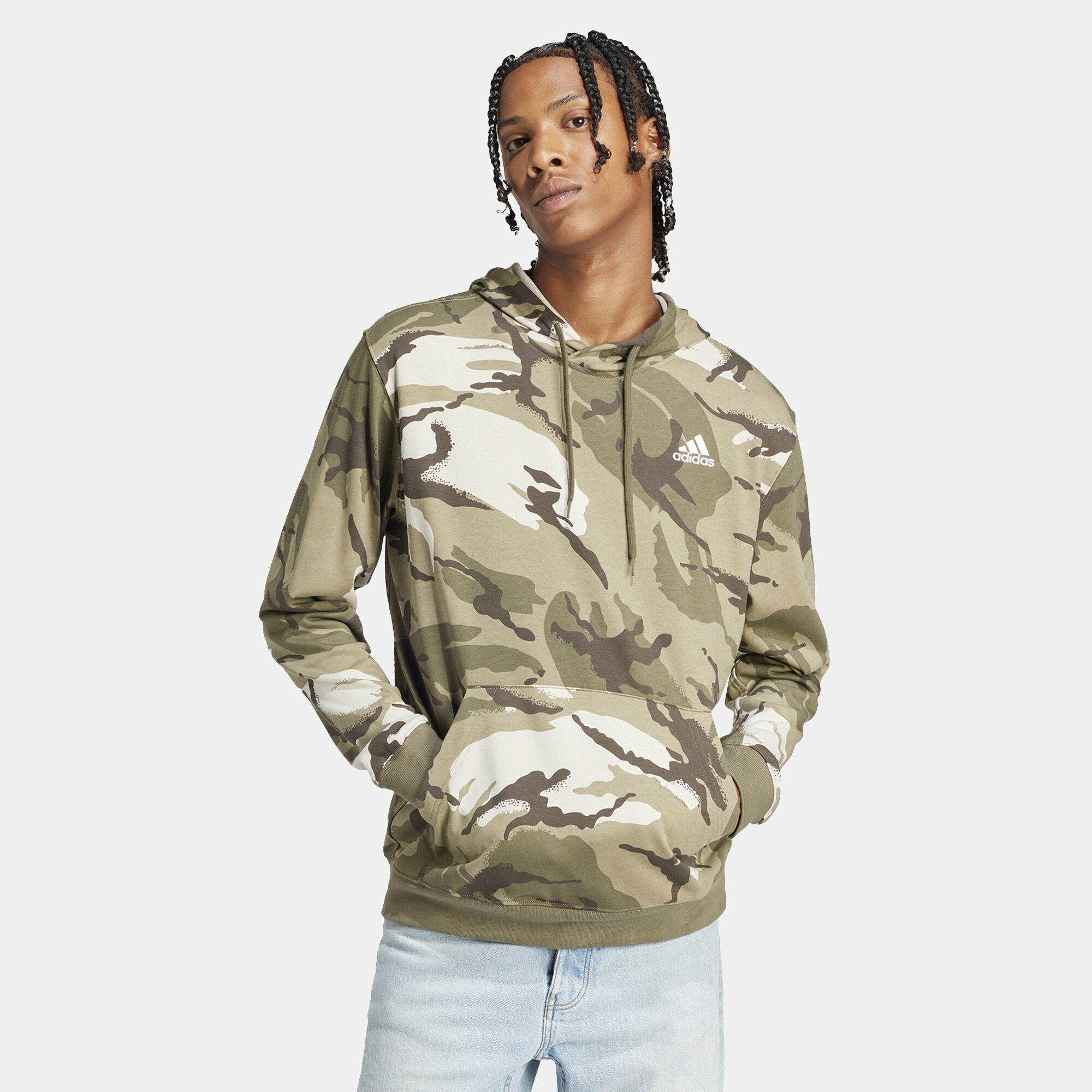 Men s Seasonal Essentials Camouflage Hoodie Green adidas in Kuwait SSS