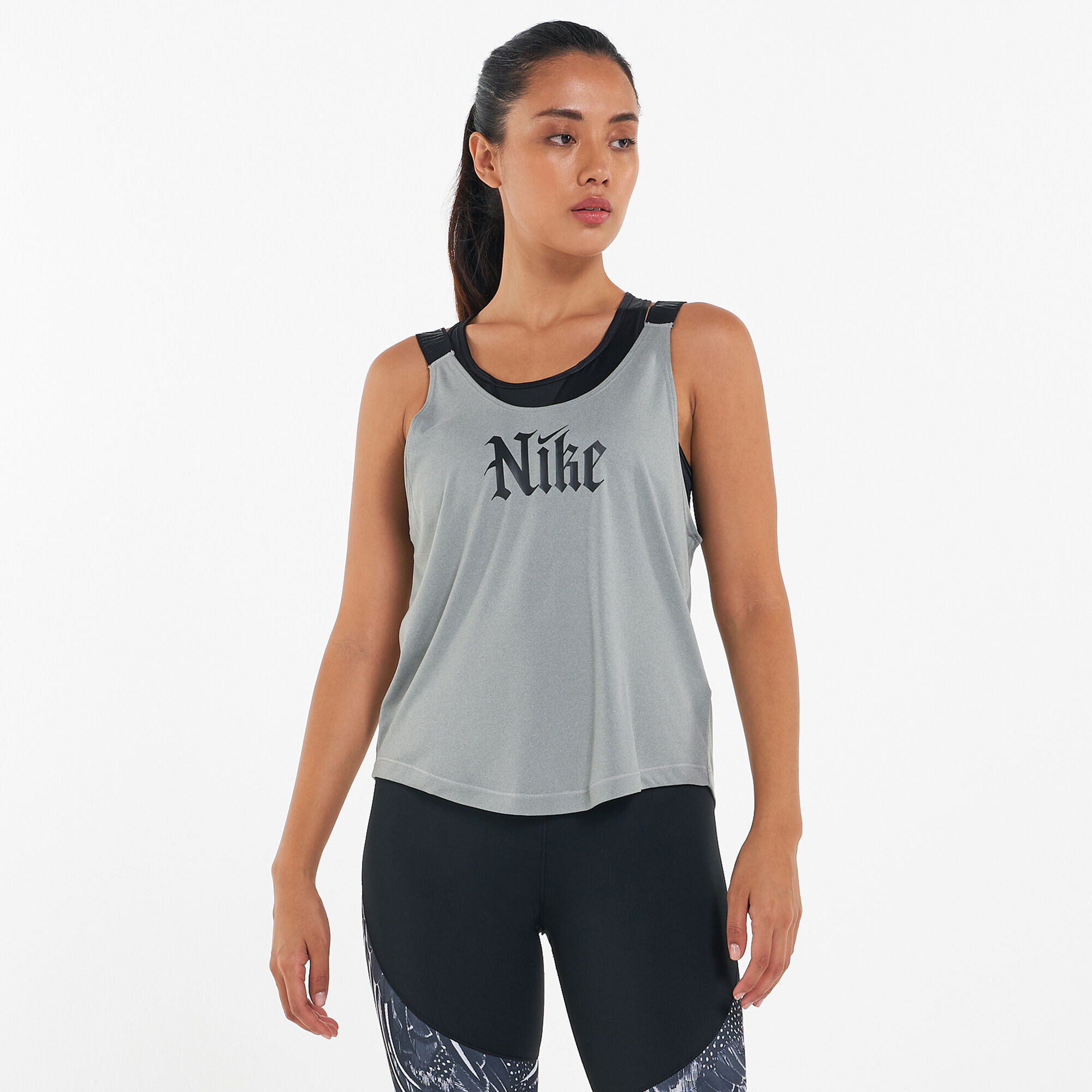 Buy Nike Women s Dri FIT Elastika Cropped Tank Top Grey in Kuwait SSS