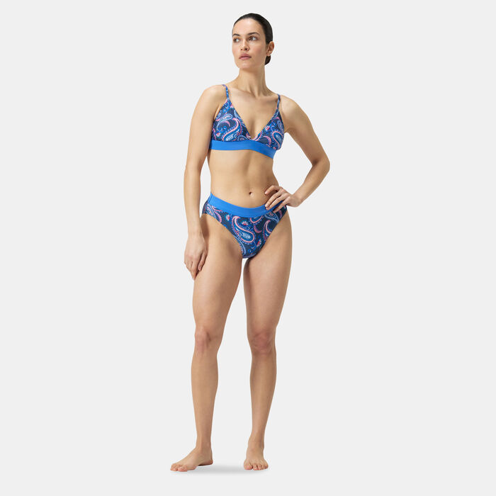 Speedo Womens Printed Banded Triangle 2-Piece Bikini Set Blue image number 2