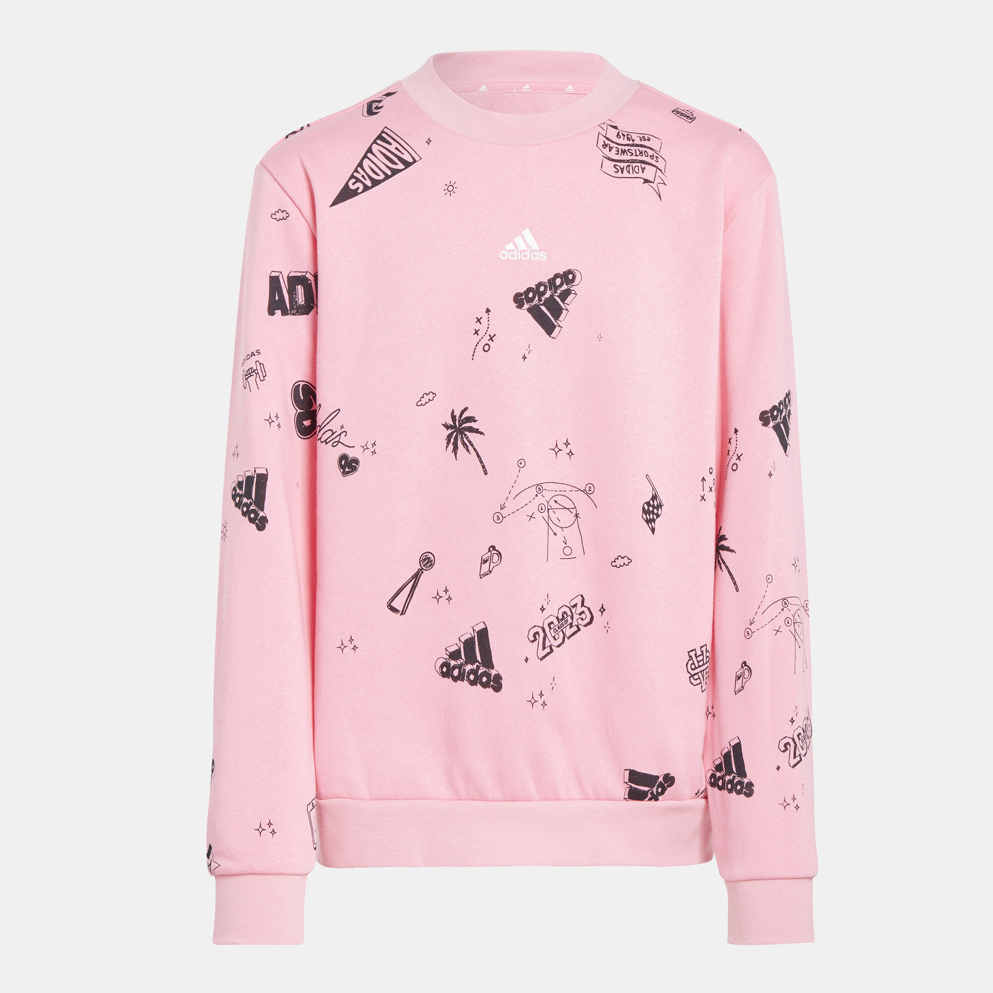 Kids Brand Love Allover Print Sweatshirt Pink adidas in Kuwait SSS