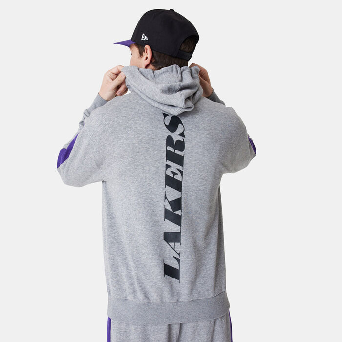 New Era Men's Los Angeles Lakers NBA Colour-Block Pullover Hoodie Grey image number 1