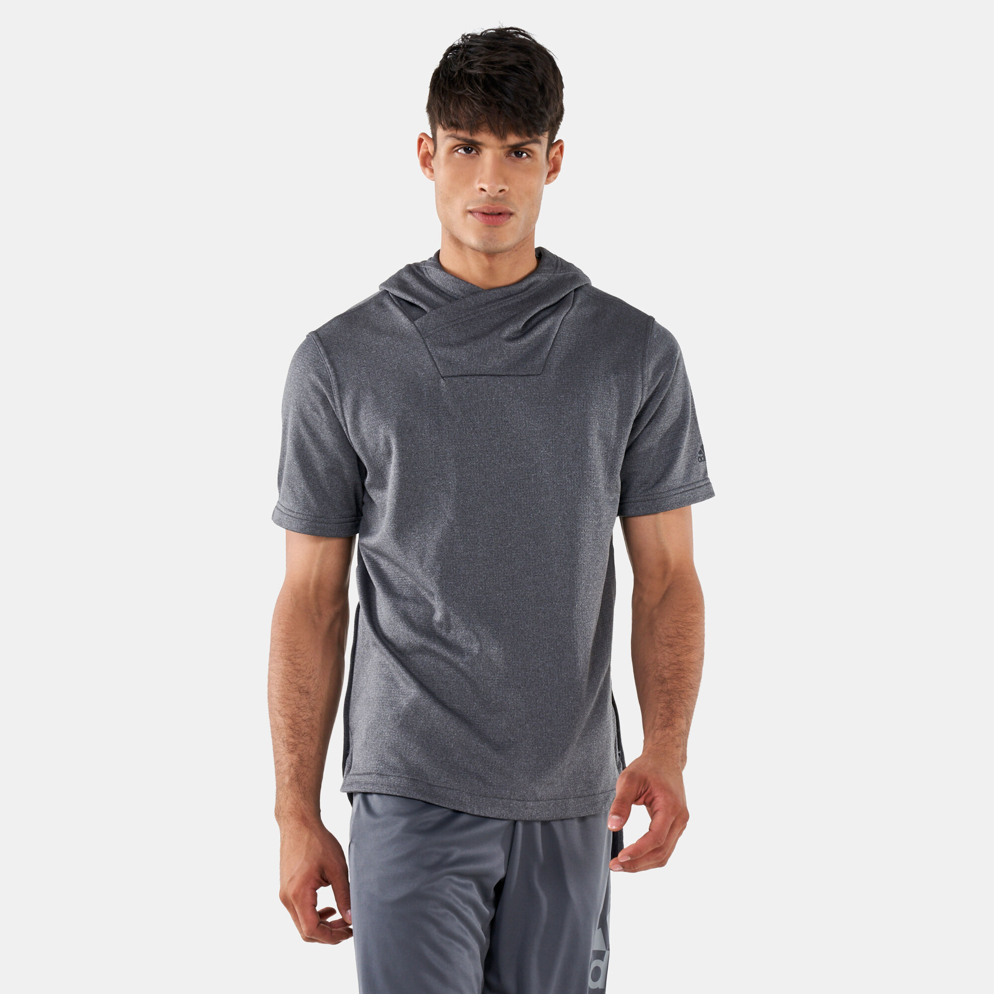 Adidas short shop sleeve hoodie mens