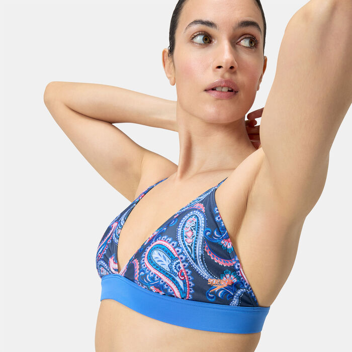 Speedo Womens Printed Banded Triangle 2-Piece Bikini Set Blue image number 4