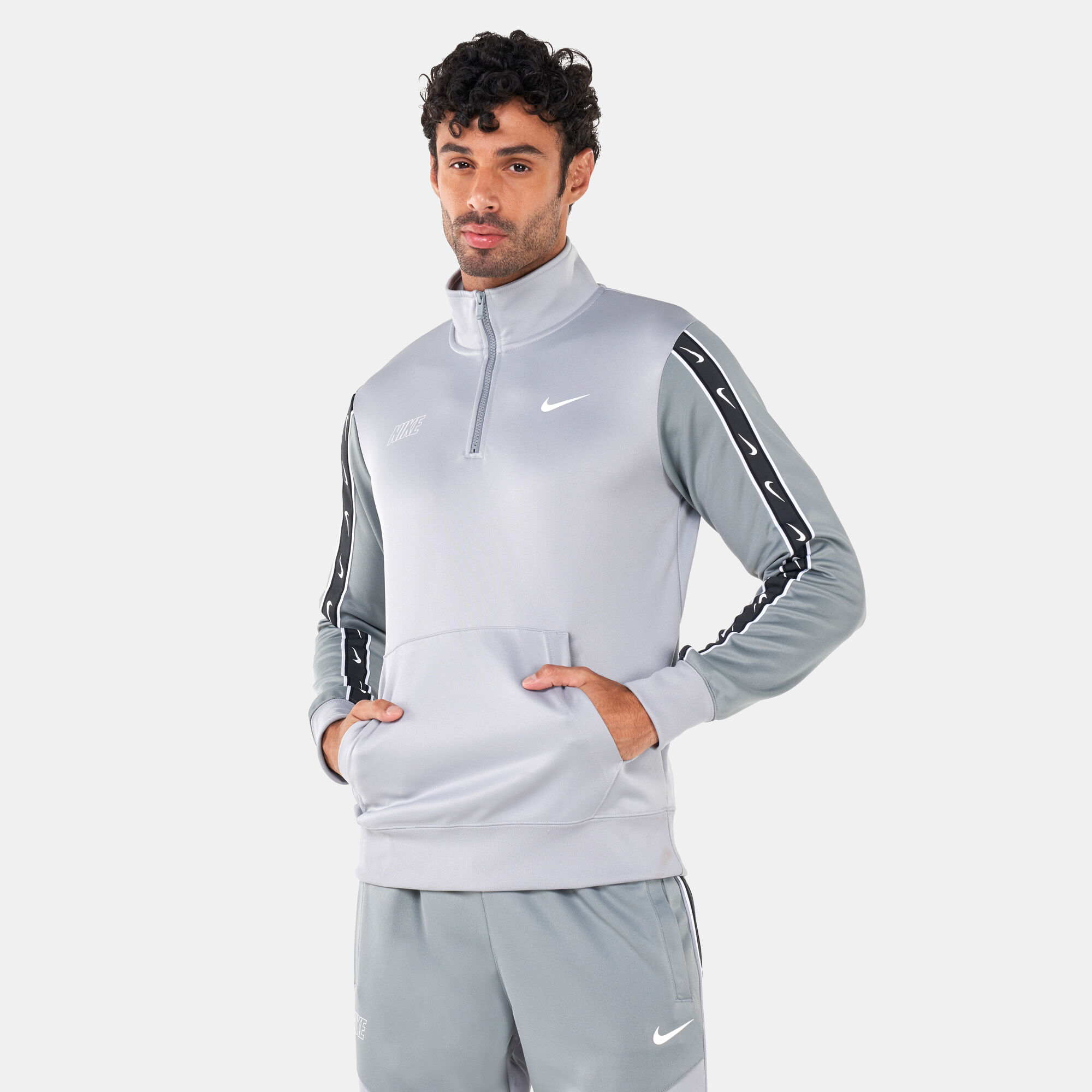 Men s Sportswear Repeat Half Zip Sweatshirt Grey Nike in Kuwait SSS
