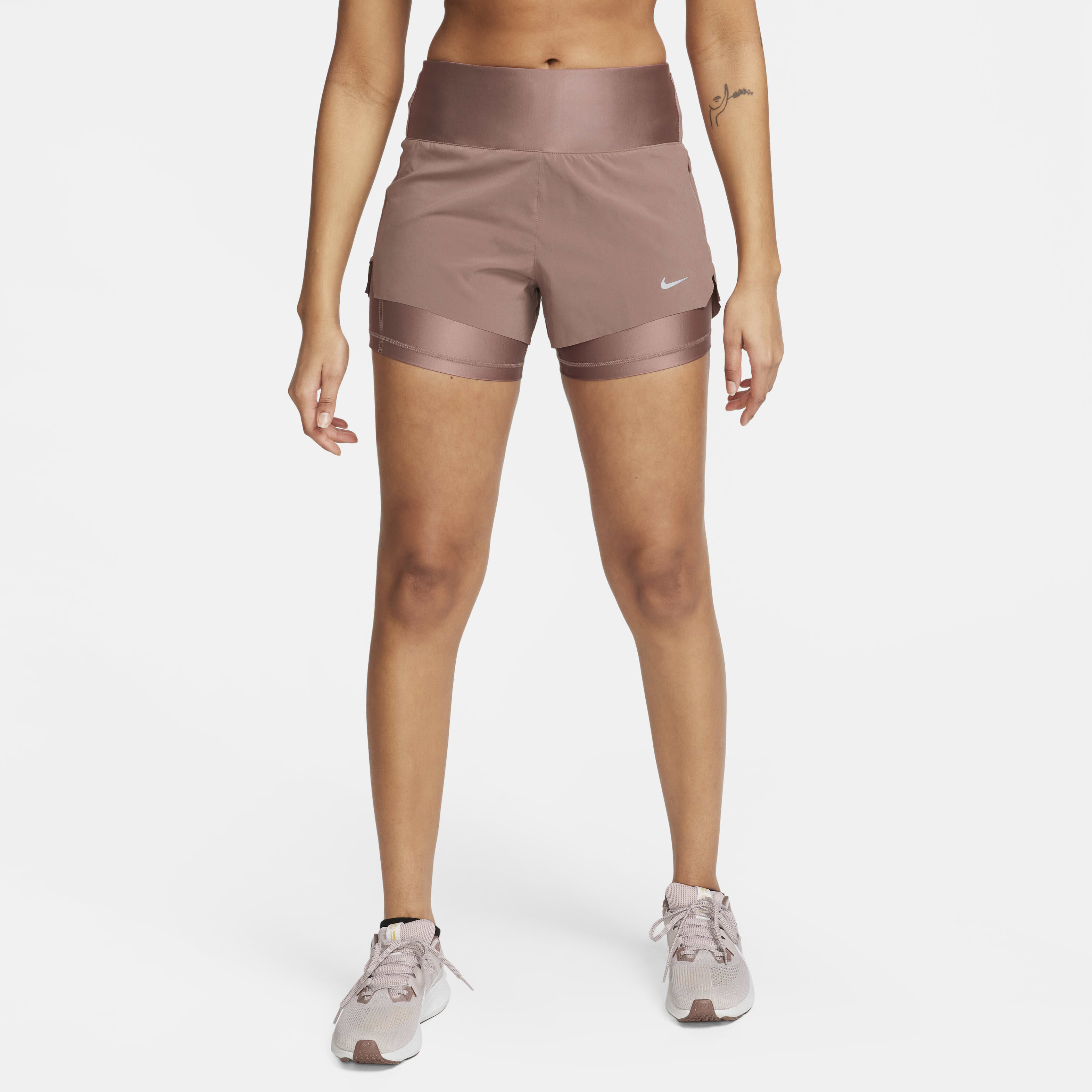 Women s Dri FIT Swift Mid Rise 2 in 1 Running Shorts Brown Nike in Kuwait SSS