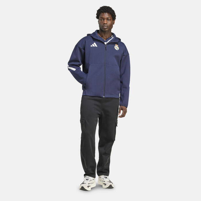 adidas Men's Real Madrid Z.N.E. Anthem Football Hoodie Blue image number 2