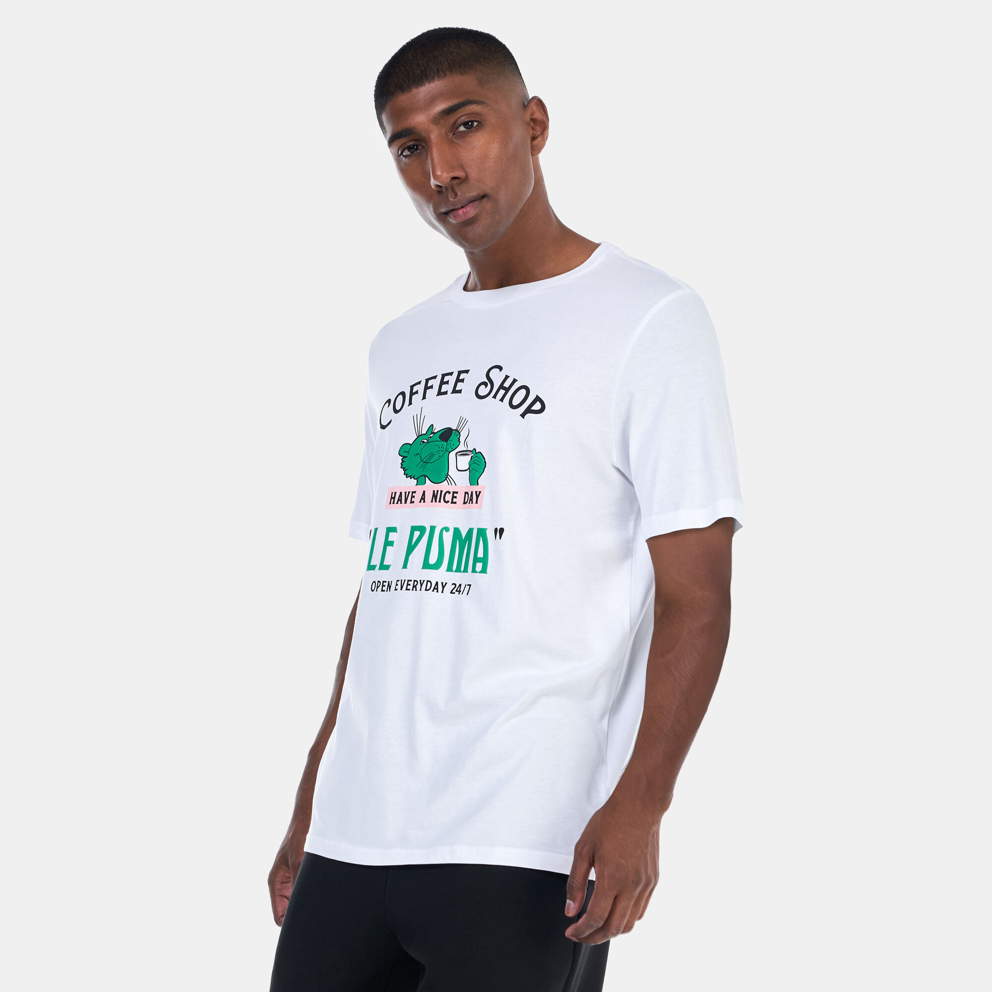Men s LE PUMA Graphic T Shirt White PUMA in Kuwait SSS