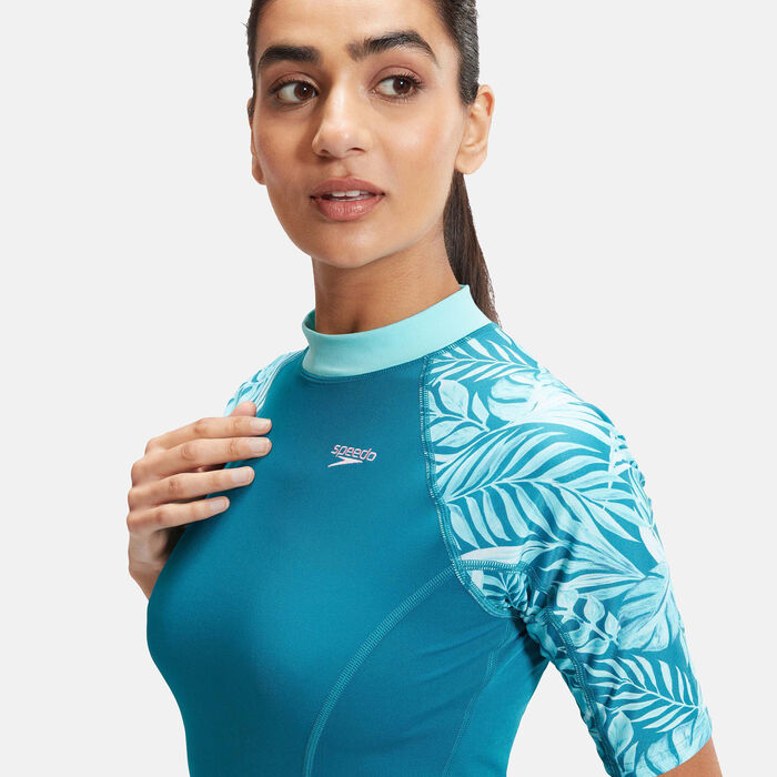 Speedo Women's Printed Swimming Rashguard Blue image number 4