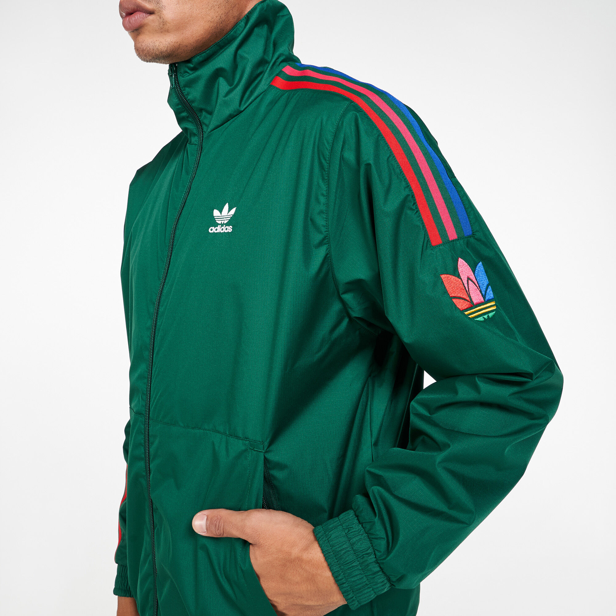 Adidas originals adicolor three stripe shop track jacket in green