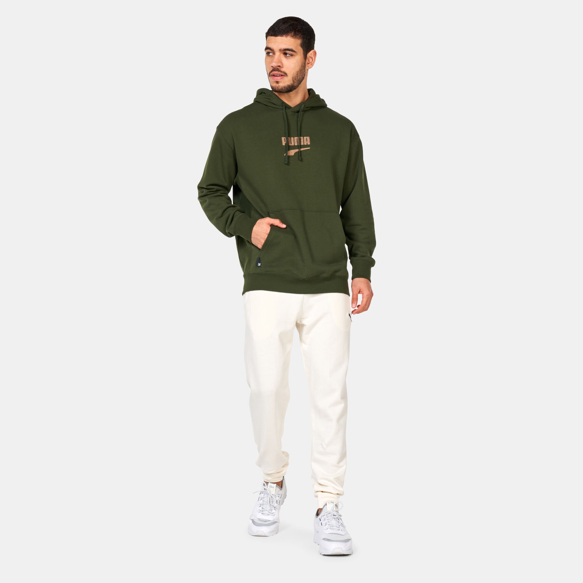 Men s DOWNTOWN Logo Hoodie Green PUMA in Kuwait SSS