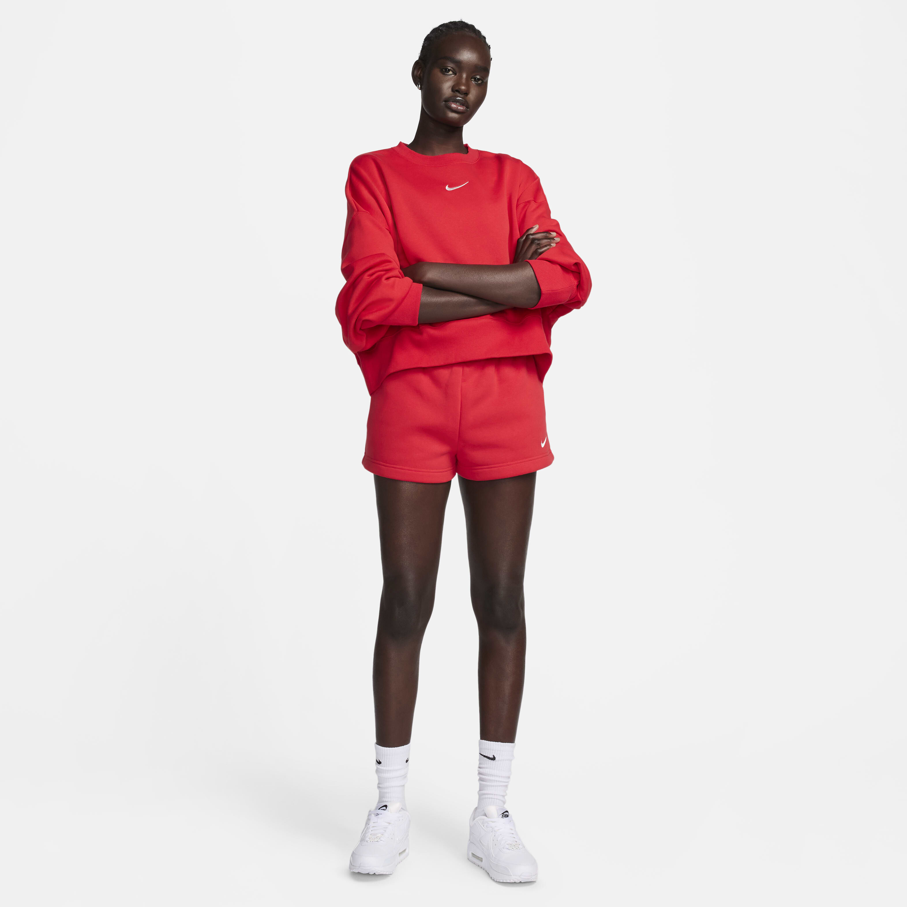 Women s Sportswear Phoenix Fleece High Waisted Shorts Red Nike in Kuwait SSS