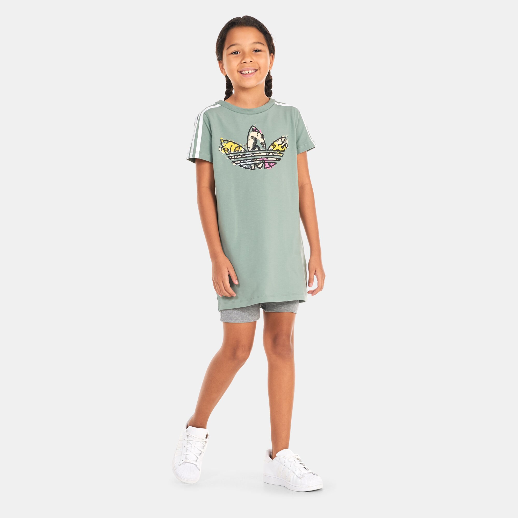 Kids Animal Print T Shirt Dress Green adidas Originals in Kuwait SSS