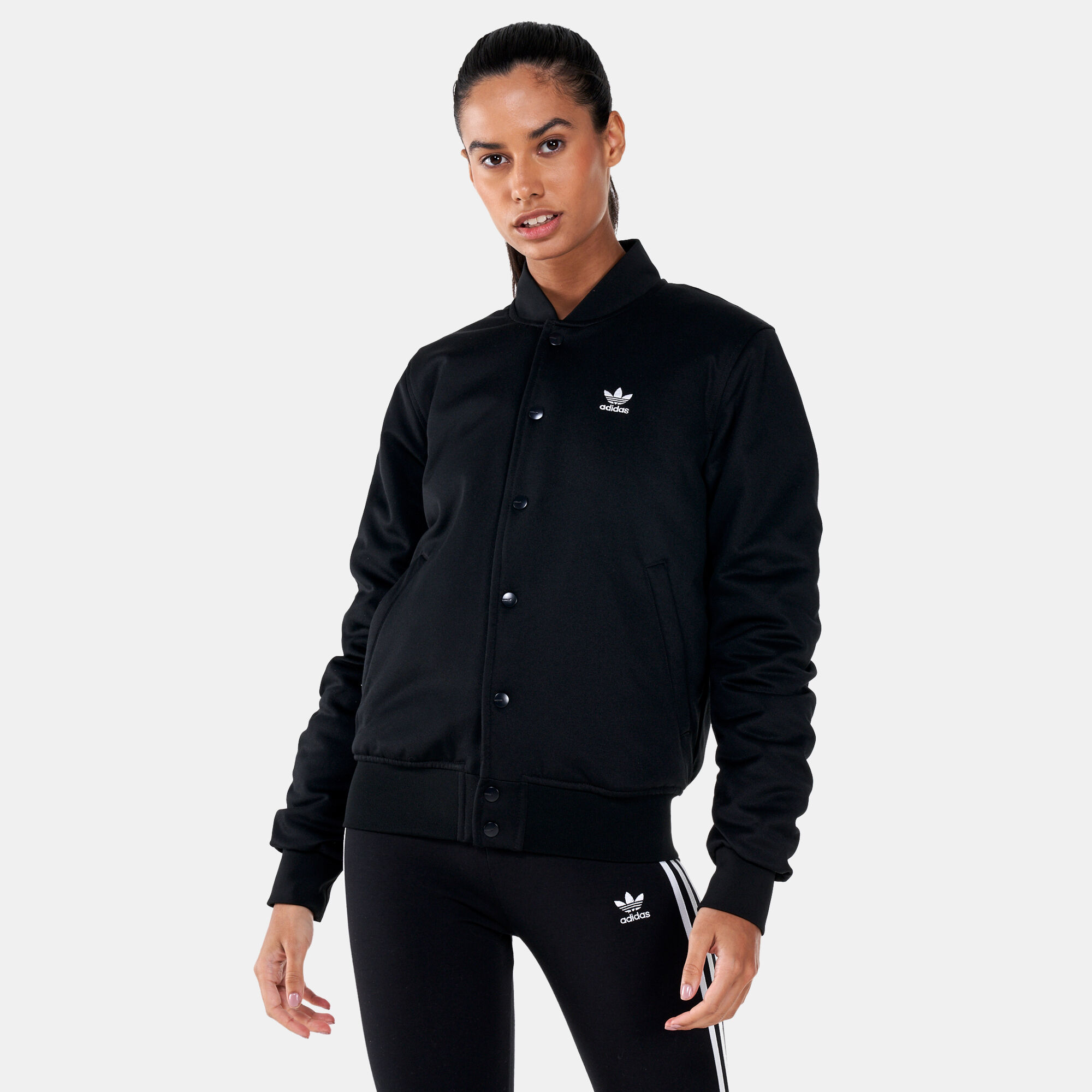 Adidas styling complements cheap bomber jacket