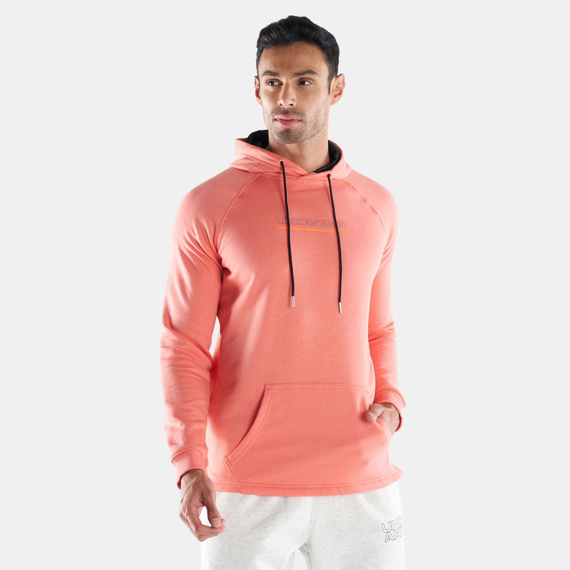 Under armour hoodie men pink sale
