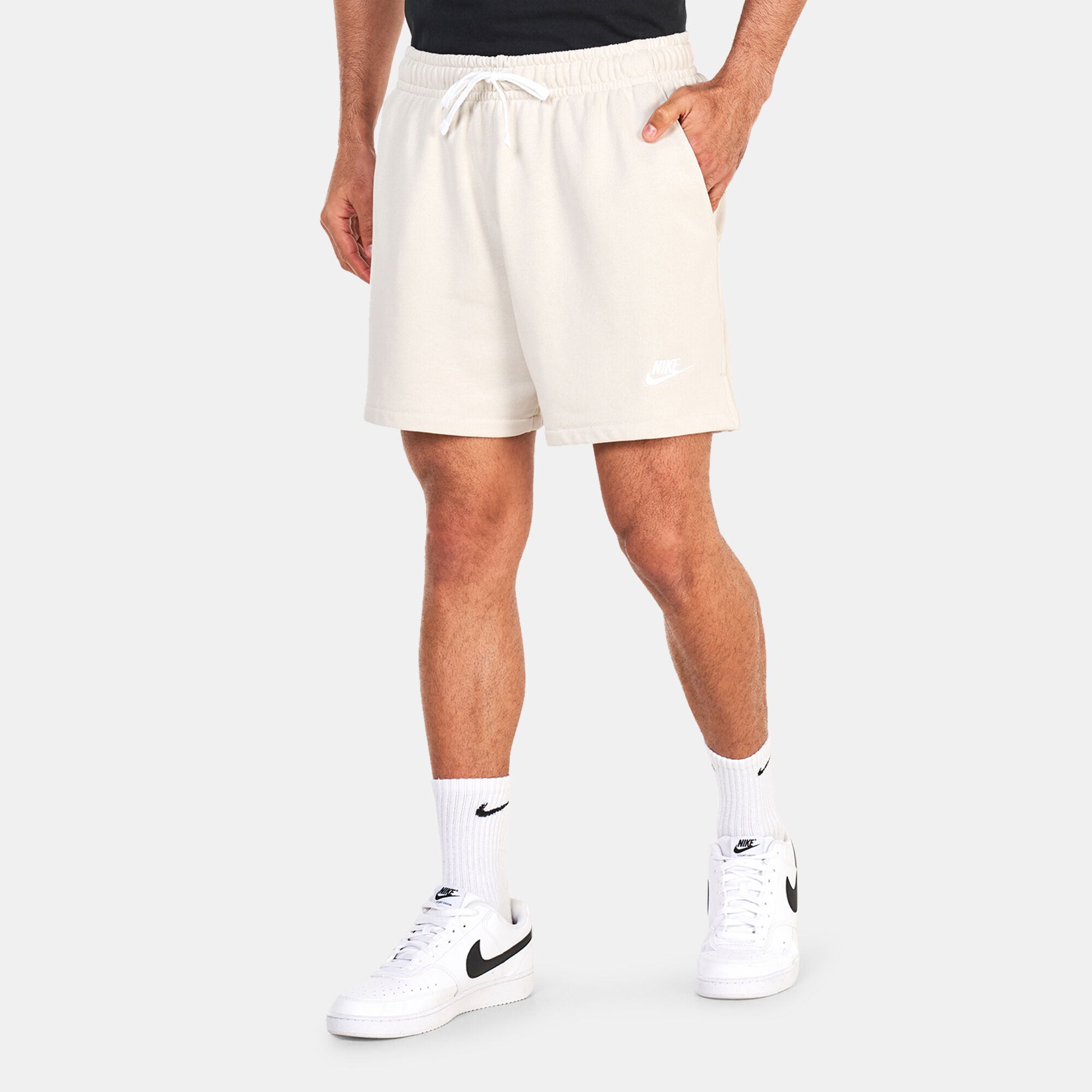 Mens white nike fleece shorts sales