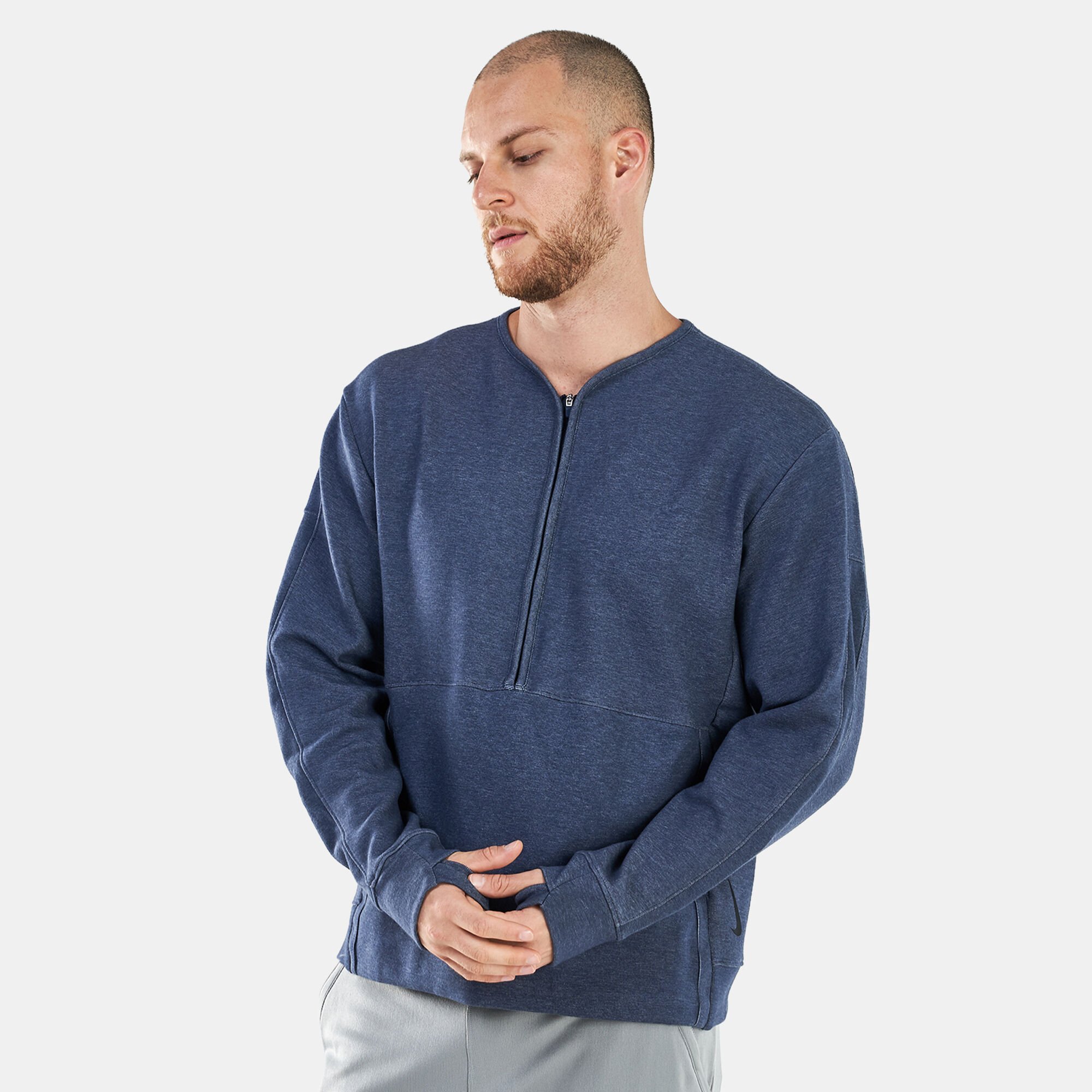 Men s Dri FIT Half Zip Training Restore Long Sleeve T Shirt Blue Nike in Kuwait SSS