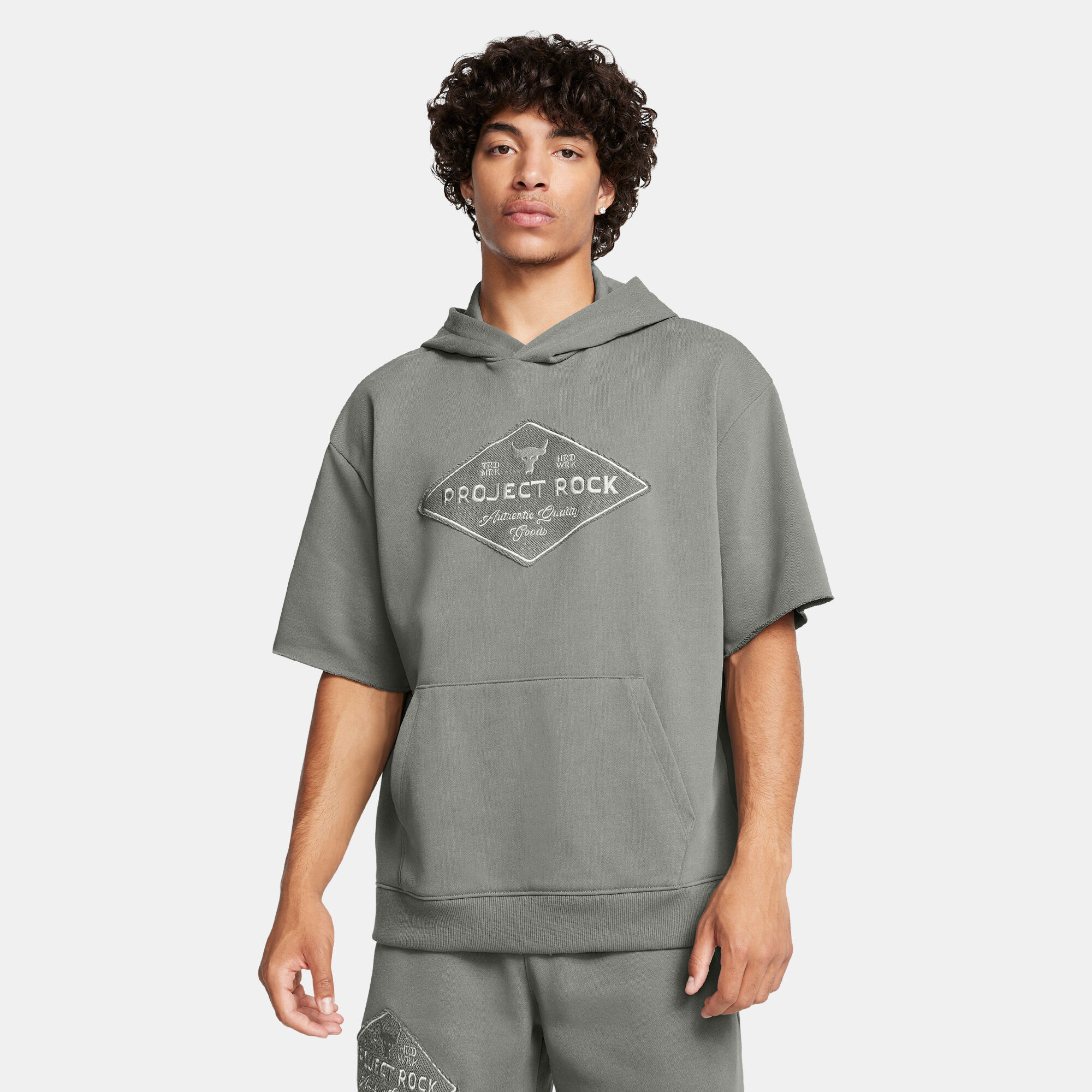 Men s Project Rock Short Sleeve Training Hoodie Green Under Armour in Kuwait SSS