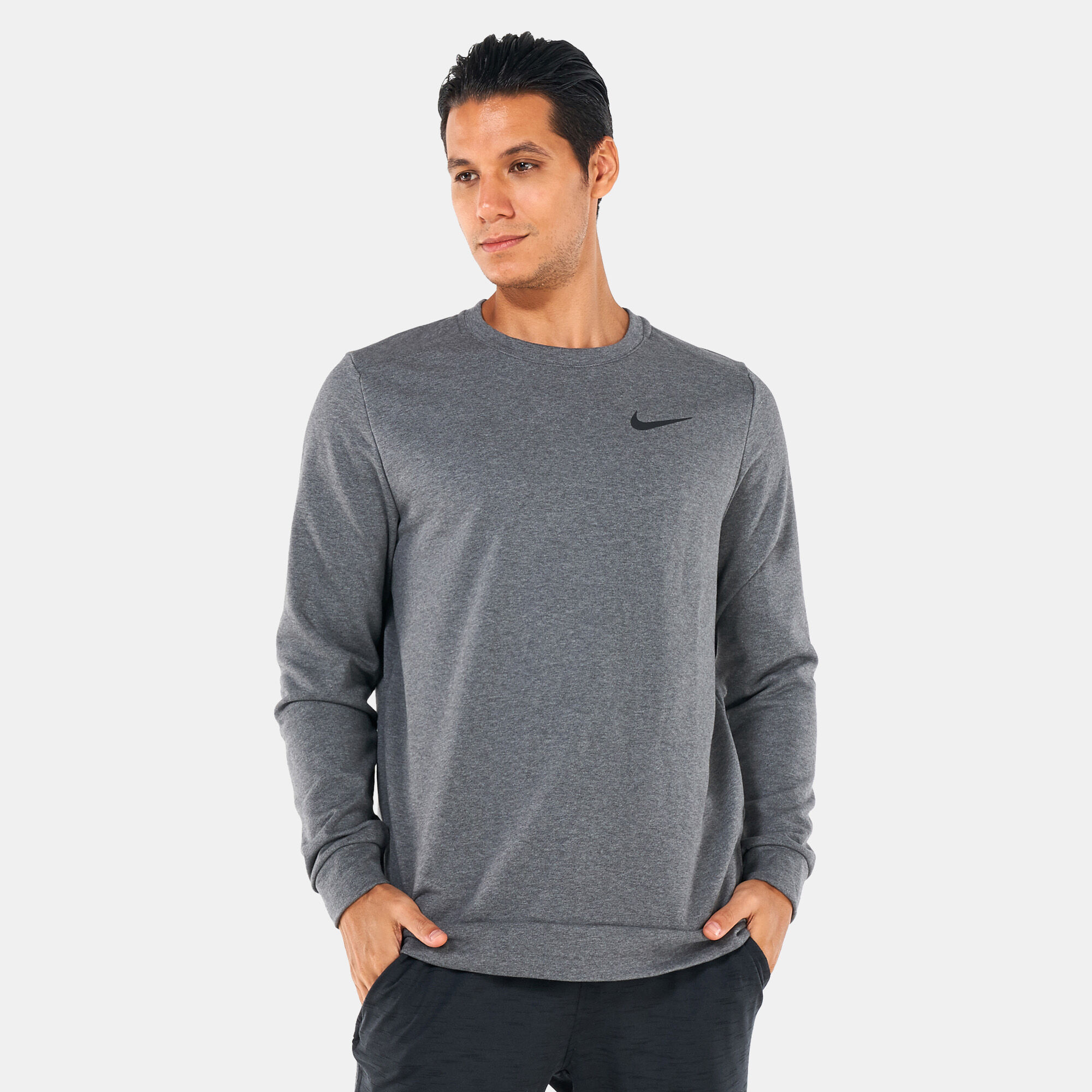 Buy NIKE Men s Dri FIT Training Crew Sweatshirt Grey in Kuwait SSS